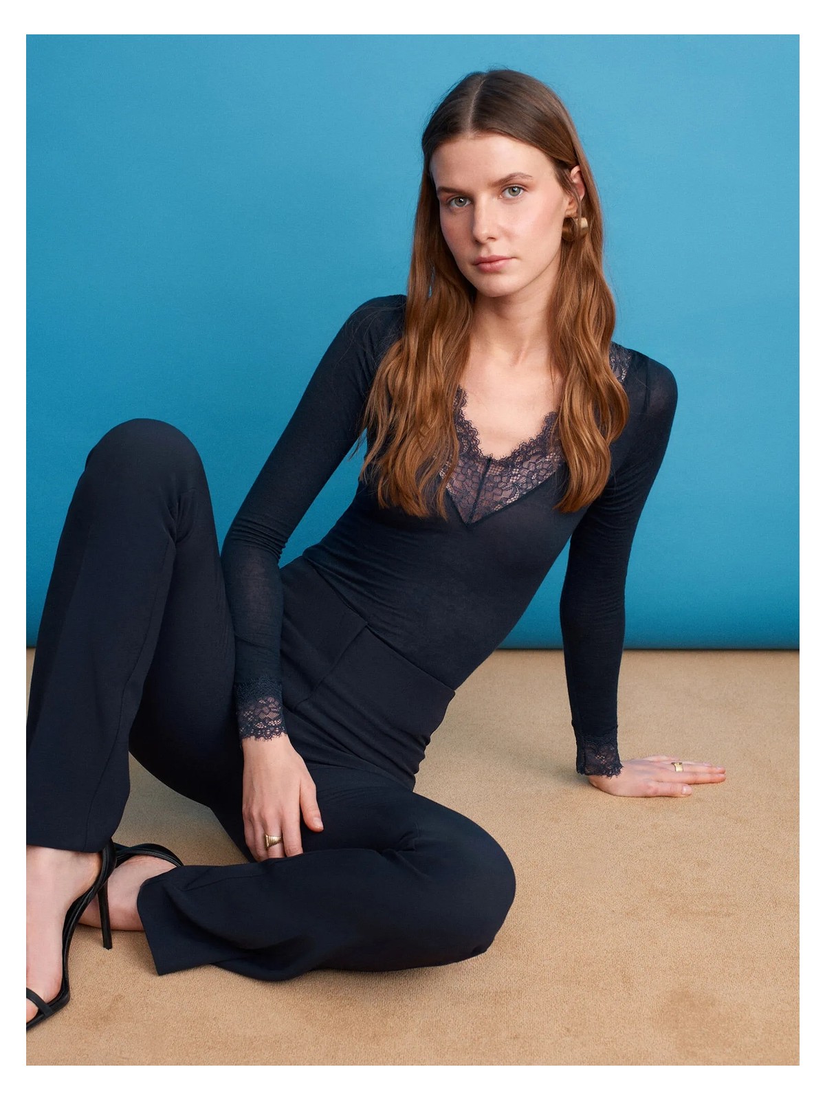 Dilvin 32311 Dantelli Kaşmir Bluz-Siyah - Görsel 6