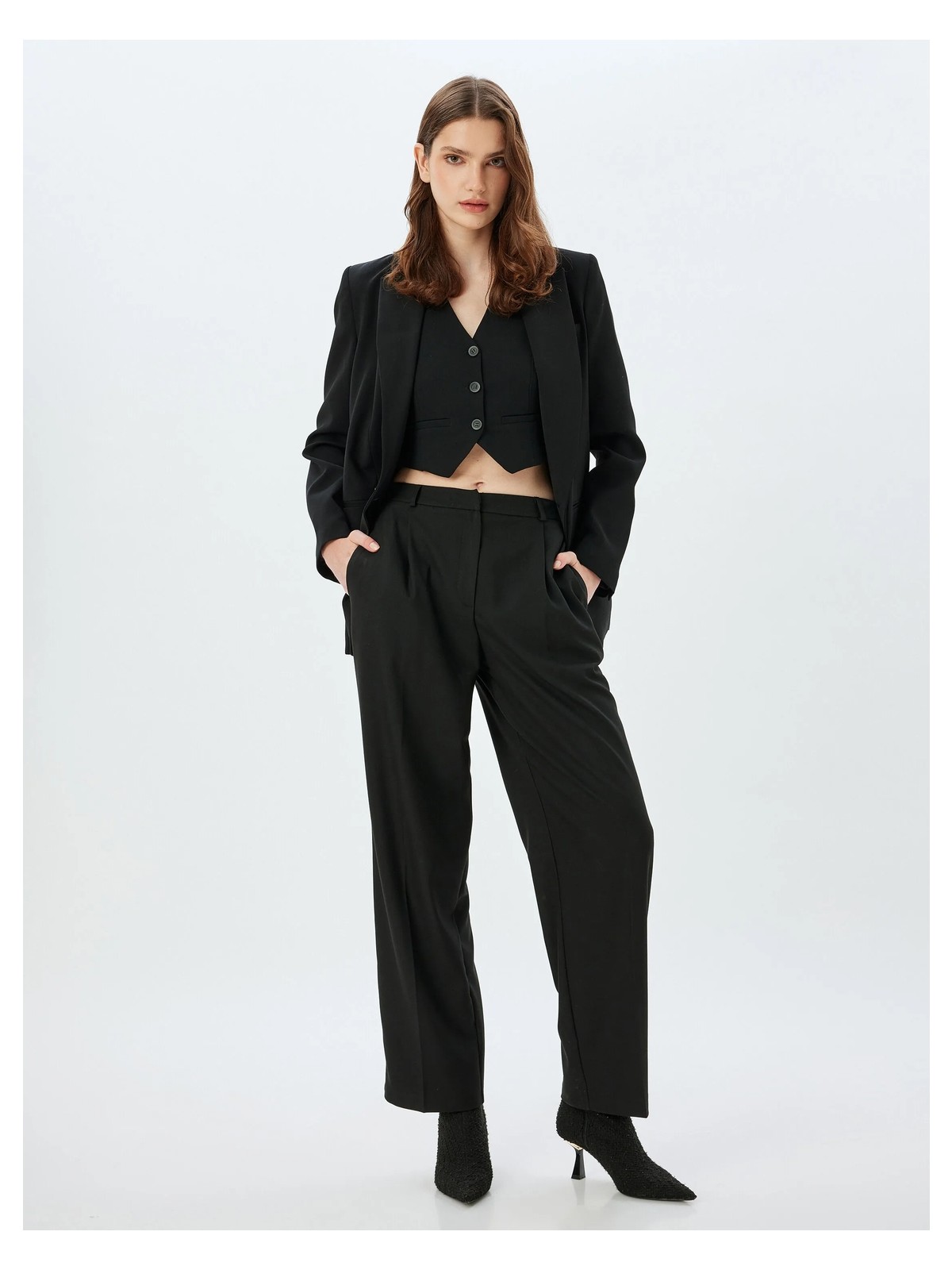 Koton Kumaş Pantolon Pileli Cep Detaylı Düz Paça