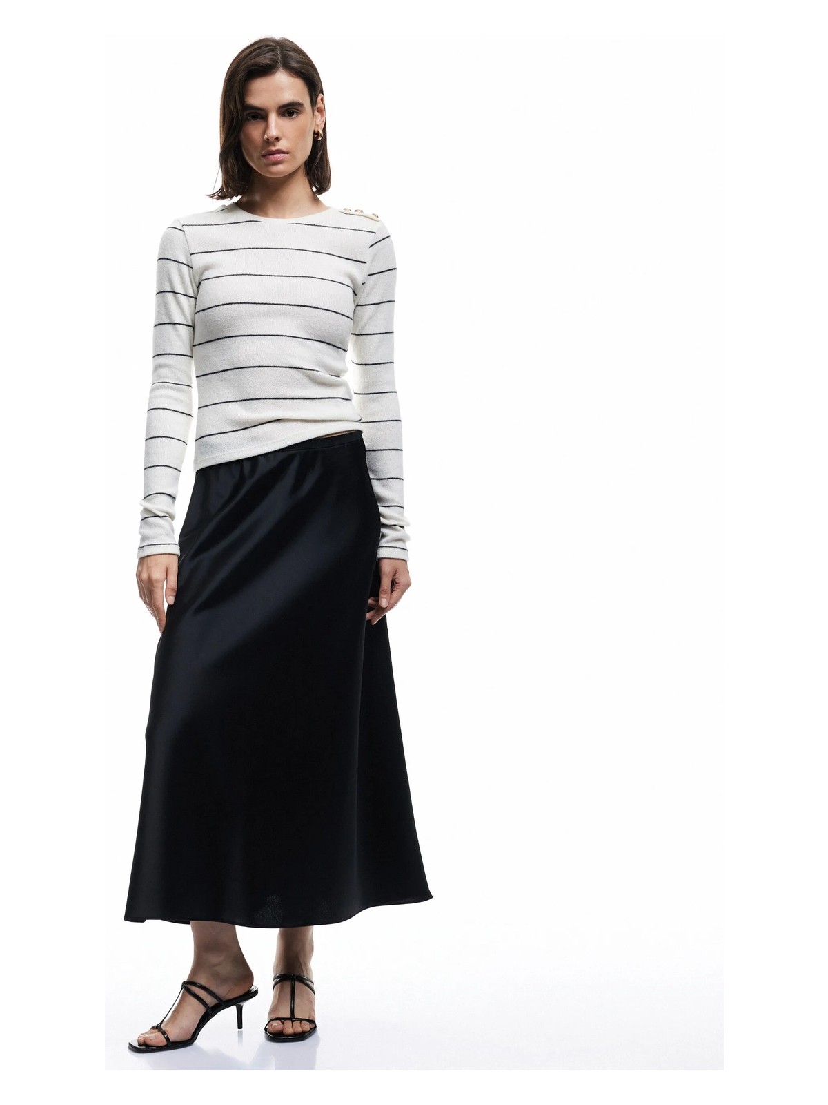 Koton Standart Bel Regular Fit Saten Midi Etek - Görsel 7