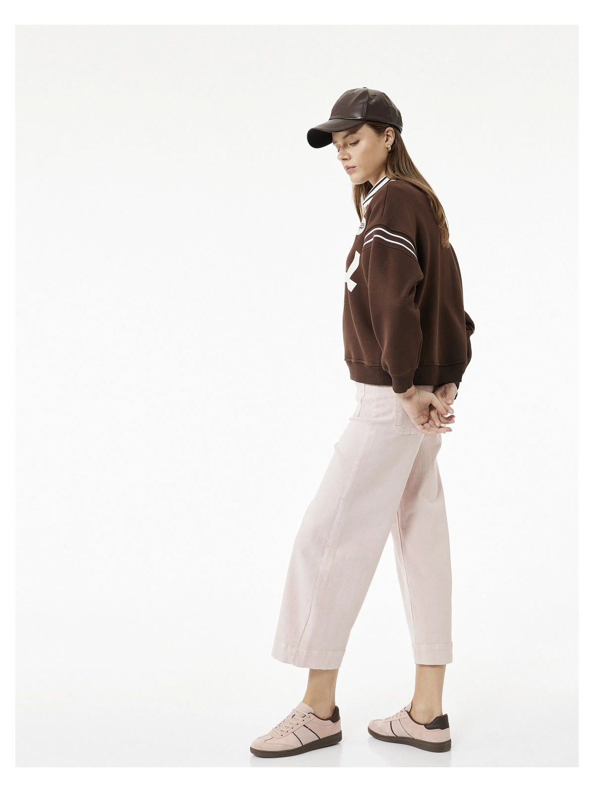 Koton Yüksek Bel Cep Detaylı Düğmeli Kısa Geniş Paça Pantolon - Culotte Jeans