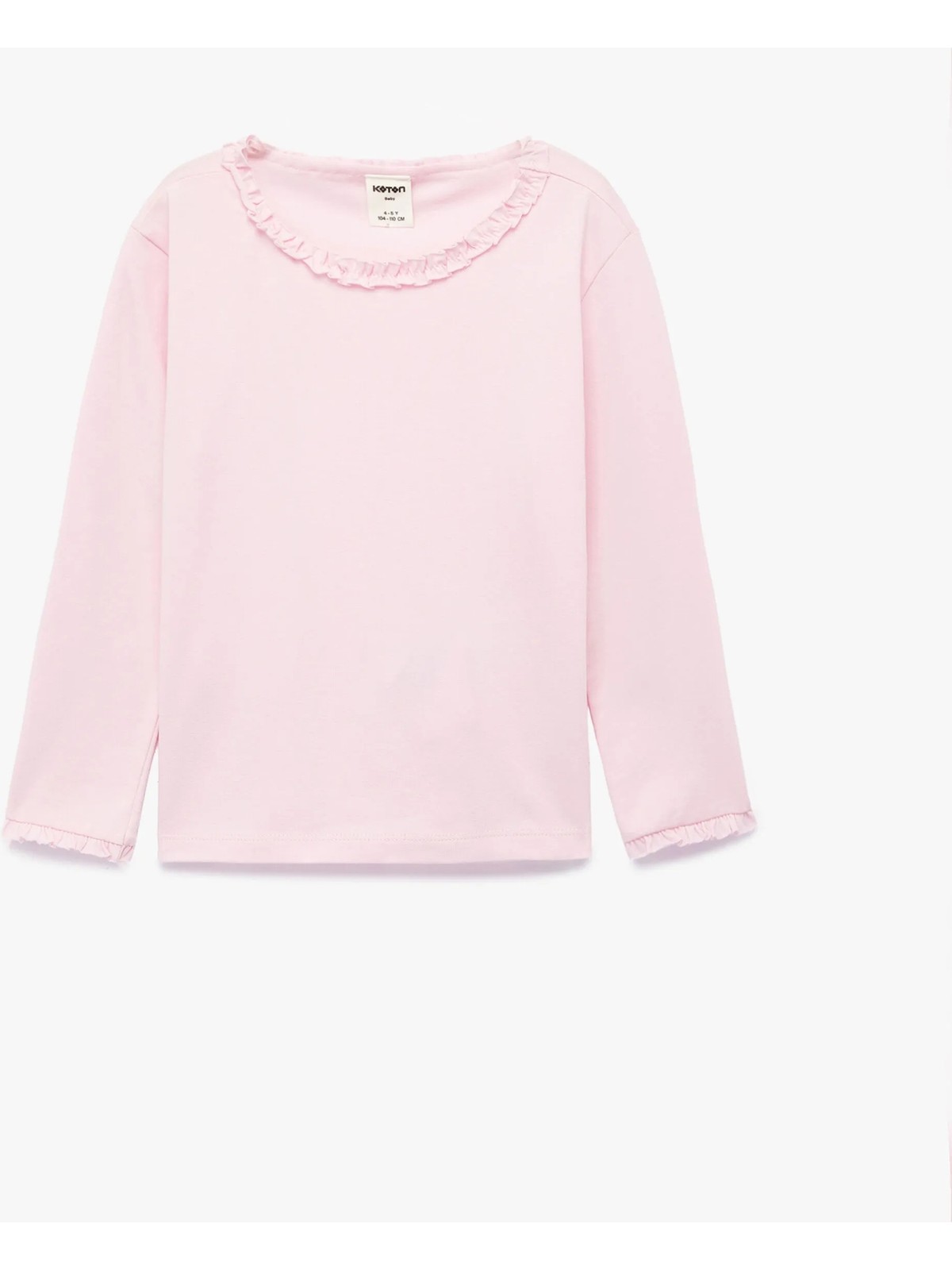 Koton Fırfırlı Uzun Kollu Bisiklet Yaka Pamuklu Basic Tişört