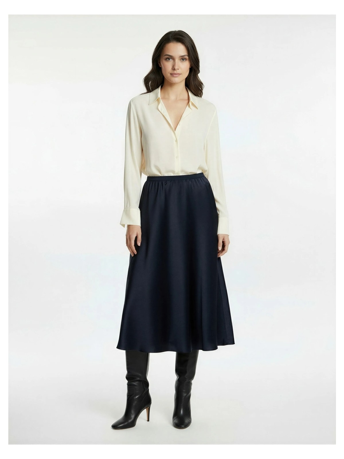 Koton Standart Bel Regular Fit Saten Midi Etek - Görsel 6