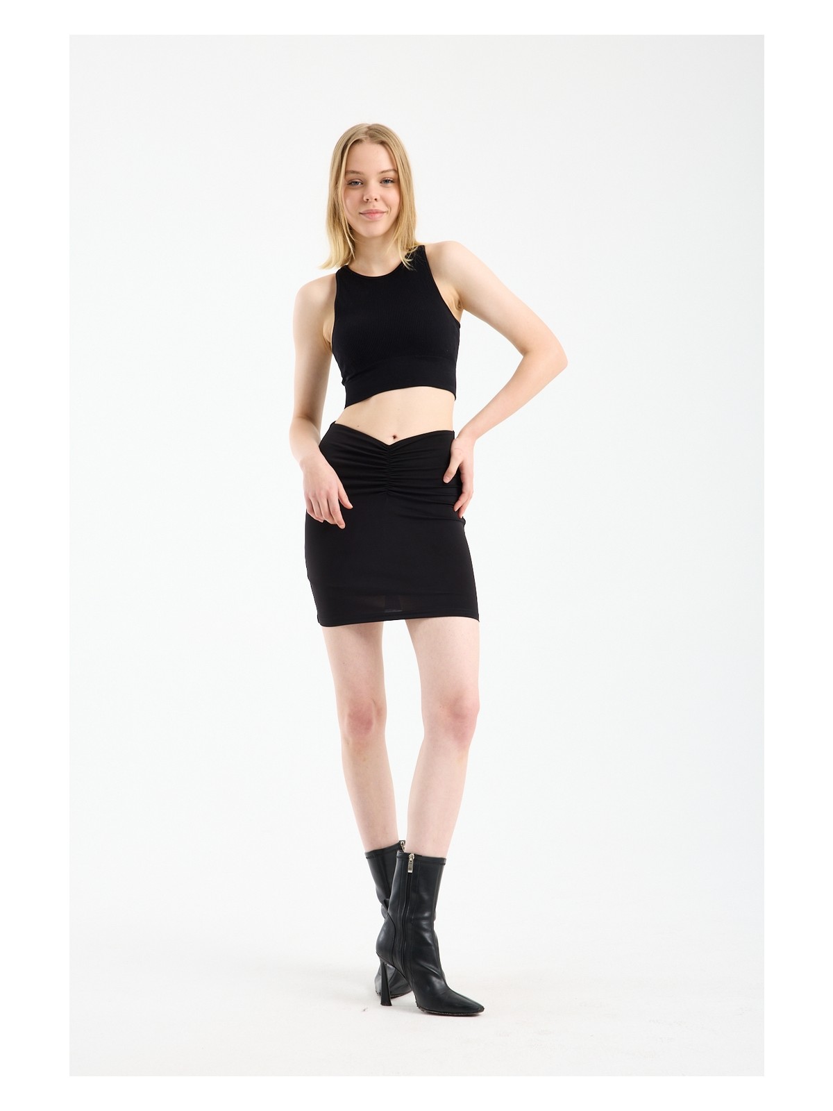 Win Moda Yeni Sezon Kadın Mini Etek Drapeli Büzgülü Sandy Kumaş Astarlı Likralı Şık Xs/2xl 3 Renk