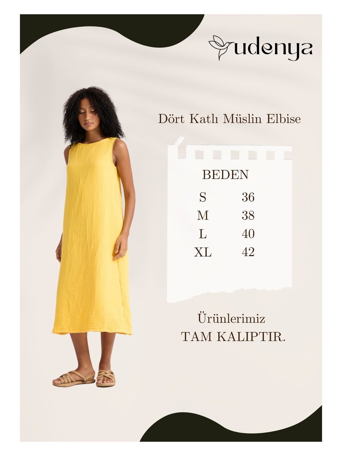 Udenya Dört Katlı Müslin Elbise - Görsel 3