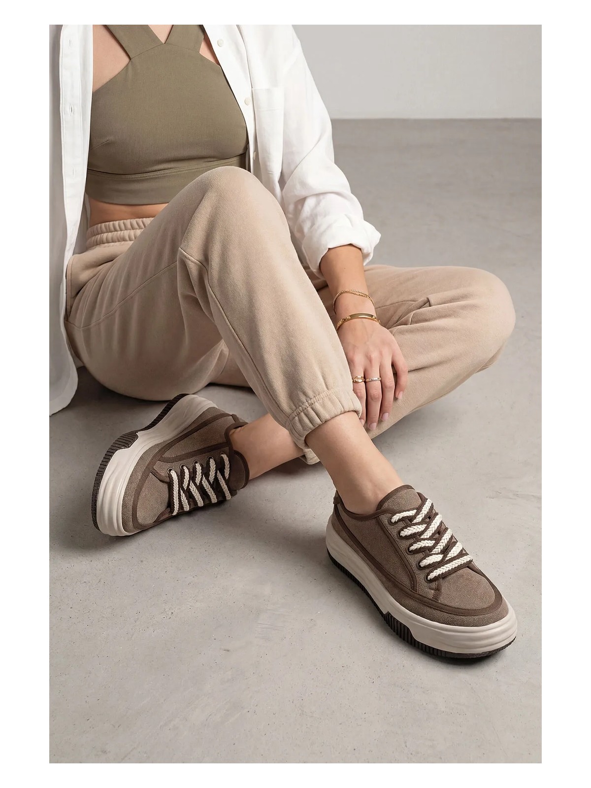 Marjin Kadın Sneaker Yüksek Taban Bağcıklı Spor Ayakkabı Kotnel - Görsel 7