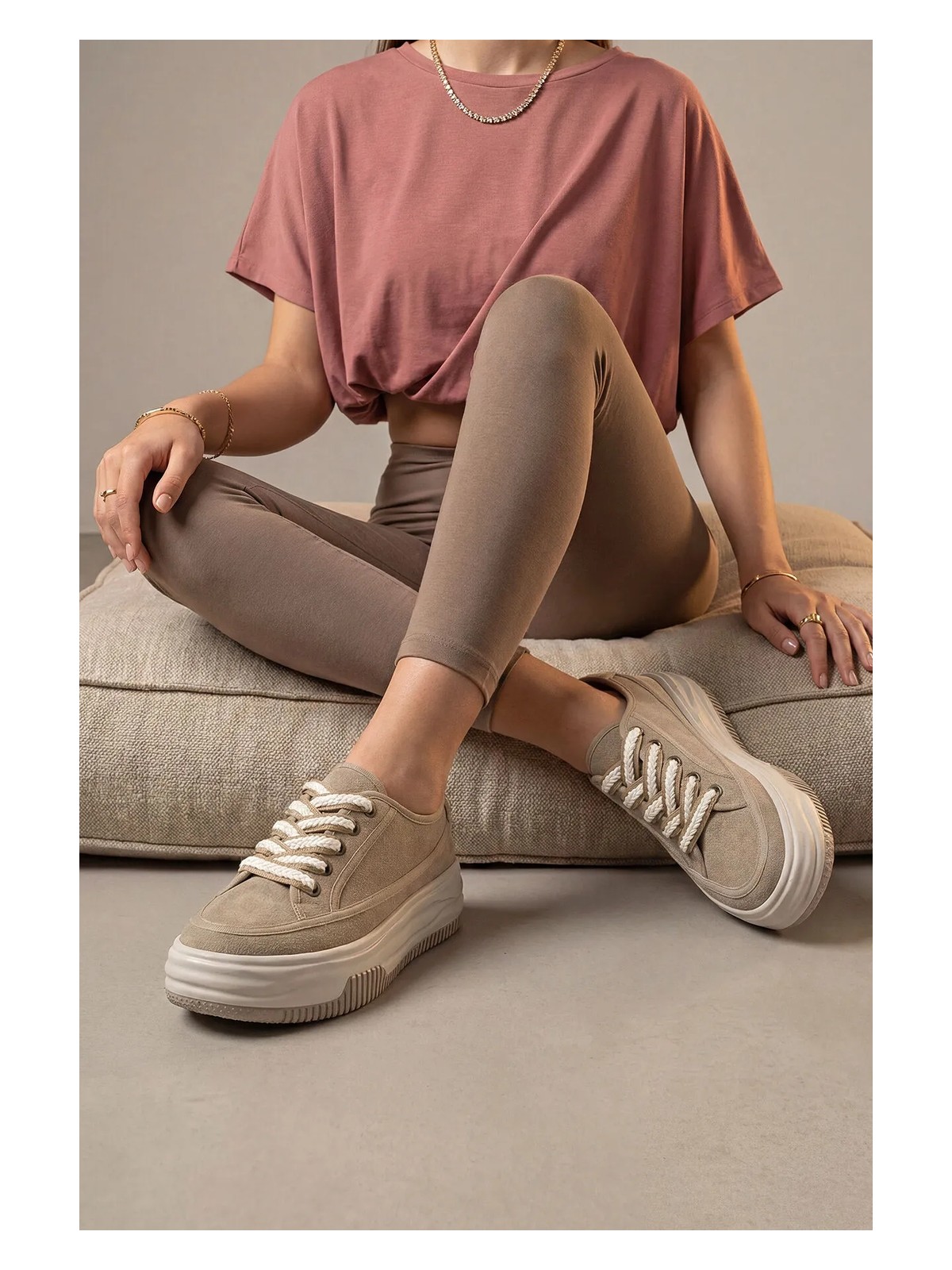 Marjin Kadın Sneaker Yüksek Taban Bağcıklı Bez Spor Ayakkabı Kotnel Siyah - Görsel 8