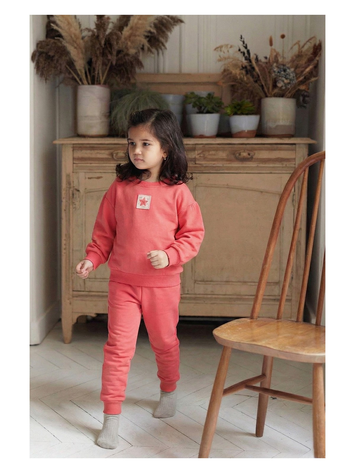 Cigit Etiket Detaylı Sweatshirt Takım 1-7 Yaş Çağla Yeşili - Görsel 6