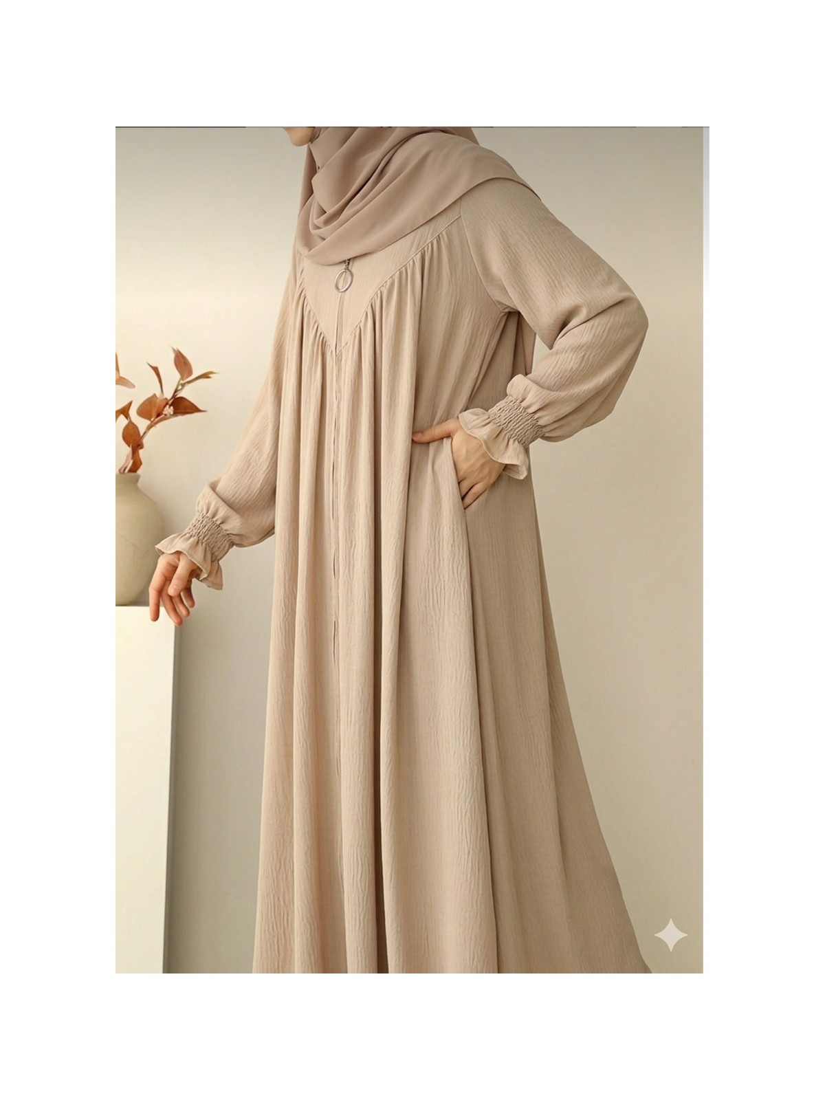 Oktayusta Collection V Robalı Mevlana Kesim Tessettür Ferace Siyah - Görsel 6