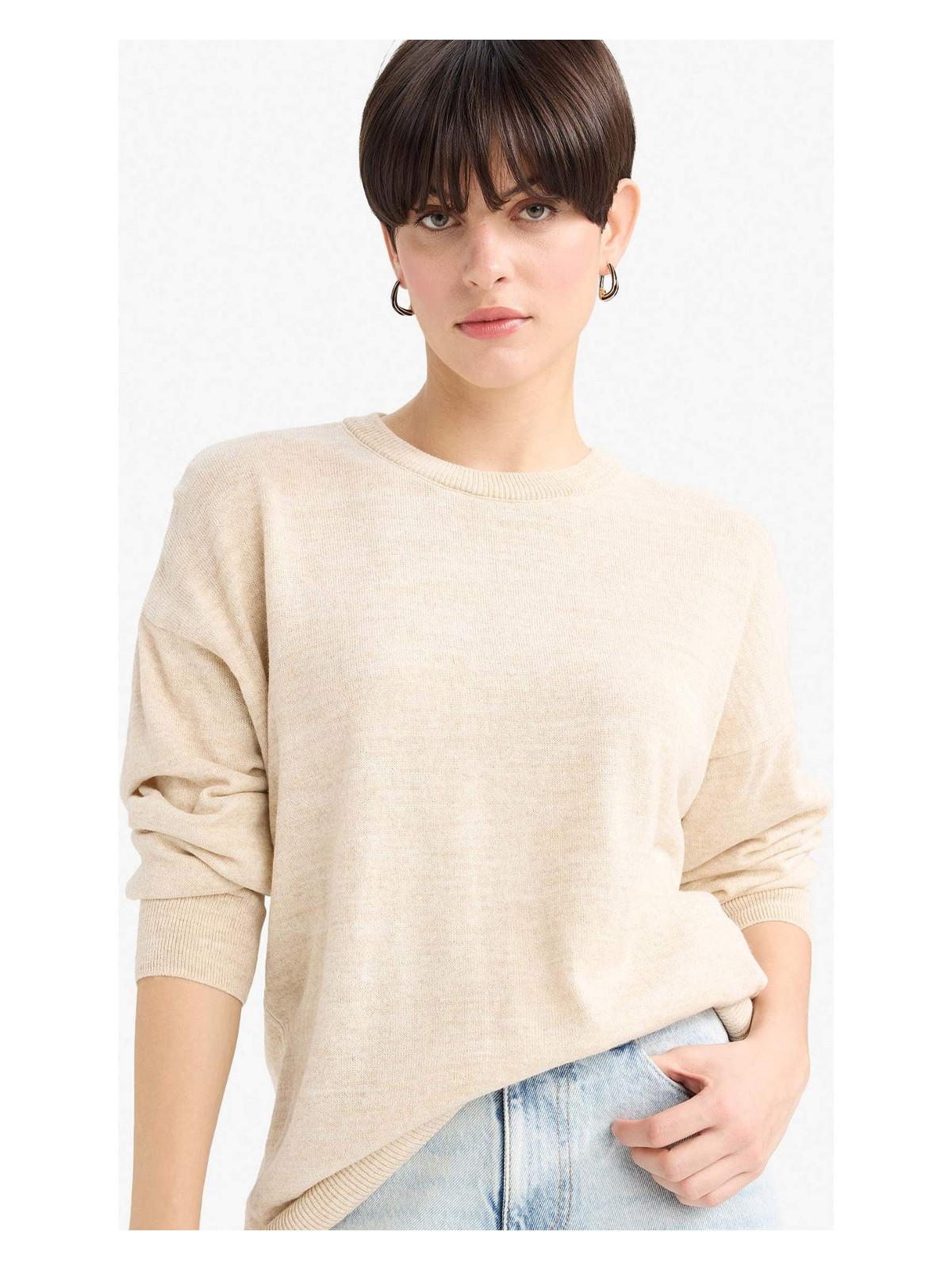 DeFacto Yün Karışımlı Bisiklet Yaka Basic Triko Kazak G1401AX25WN - Görsel 5