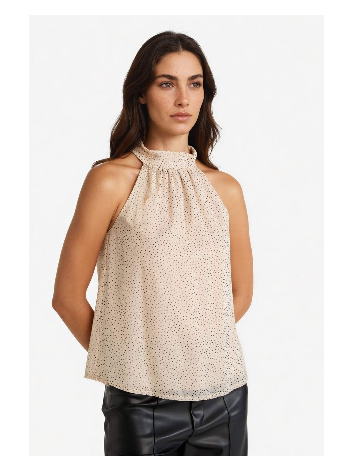 DeFacto Regular Fit Halter Yaka Şifon Kolsuz Bluz G0129AX25AU - Görsel 4