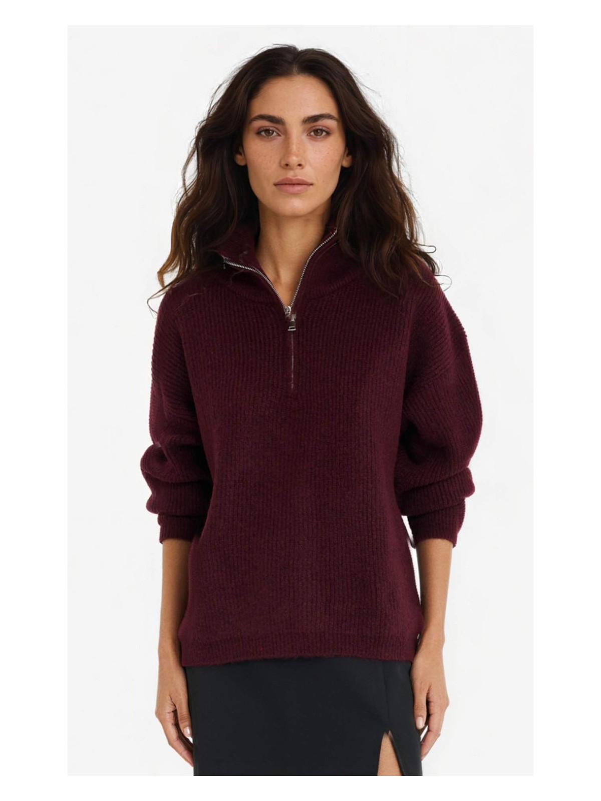 DeFacto Relax Fit Yarım Fermuarlı Triko Kazak F3897AX25WN - Görsel 3