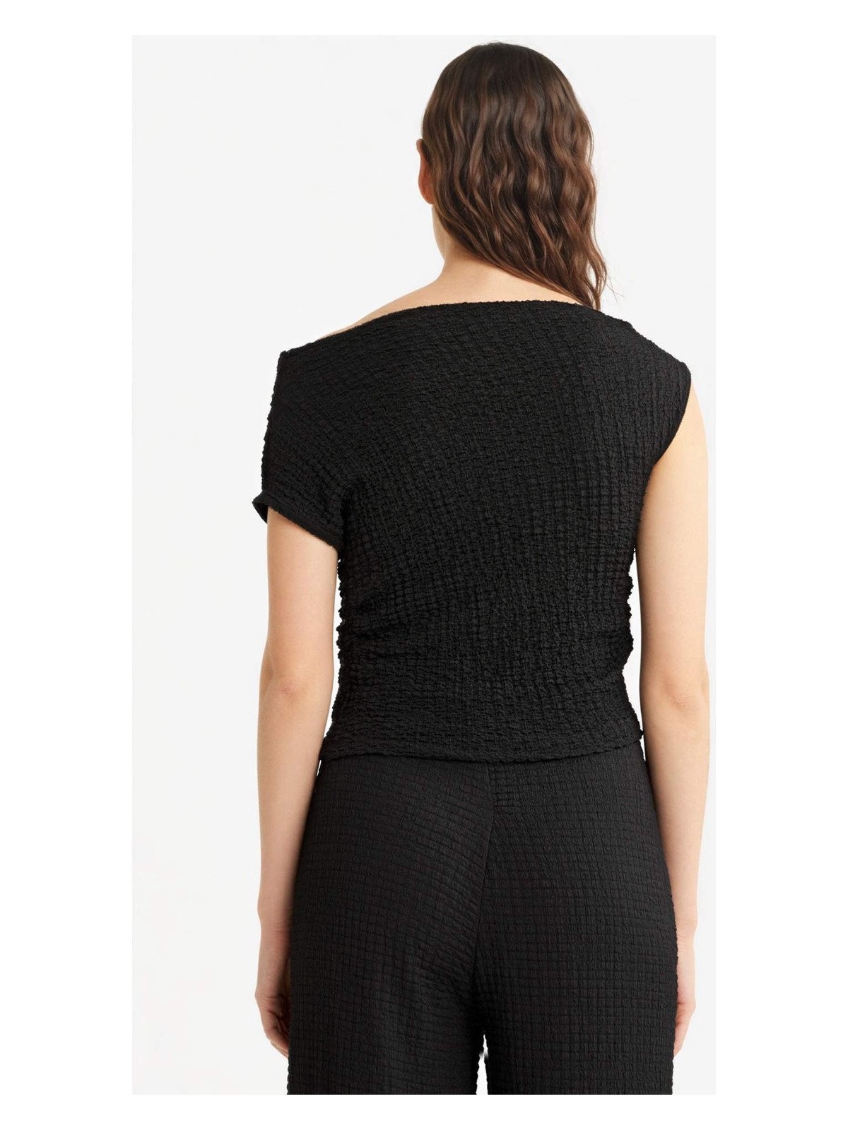 DeFacto Slim Fit Dar Kesim Tek Omuzlu Bürümcük Bluz G2703AX25AU - Görsel 3