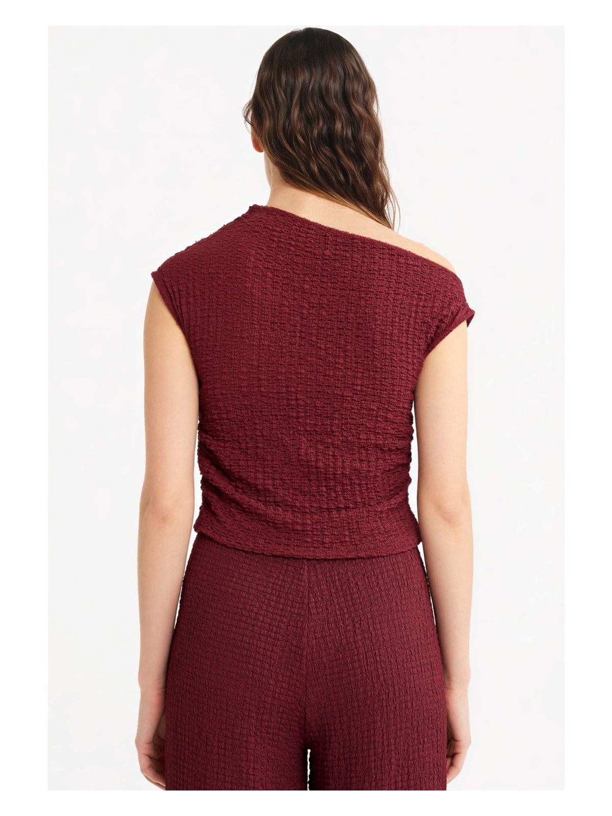 DeFacto Slim Fit Dar Kesim Tek Omuzlu Bürümcük Bluz G2703AX25AU - Görsel 3