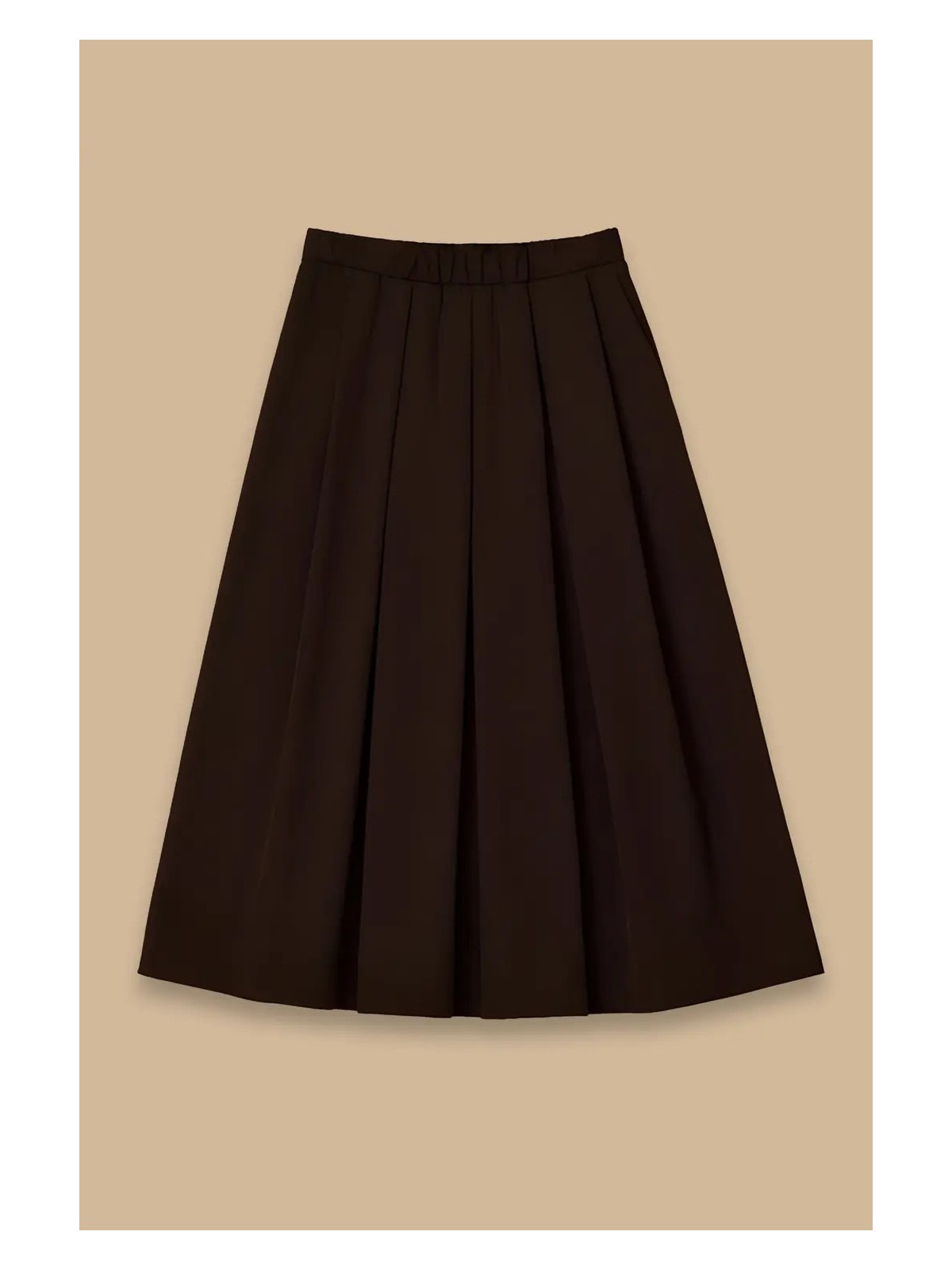 Seçil Kadın Pile Detaylı Elastik Bel Kloş Etek - Siyah