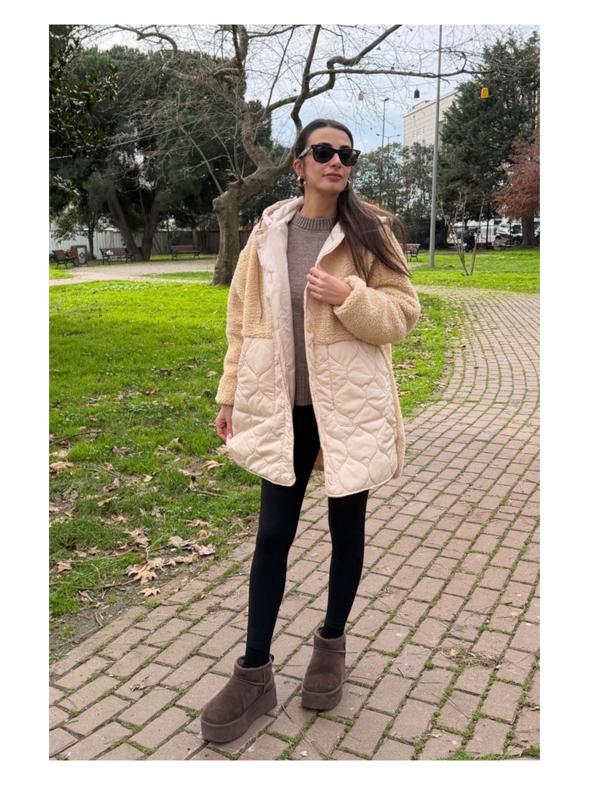 Love The Wind Uzun Peluşlu Kaban - Görsel 5