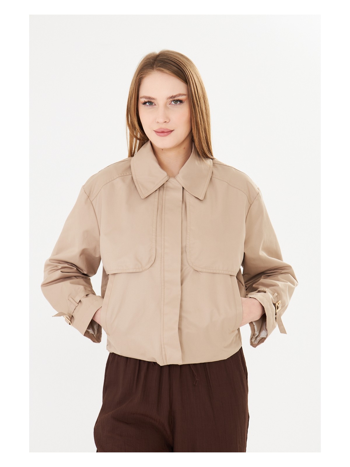 Pique VIOLA26 Kadın Mont Kadın Kısa Trençkot