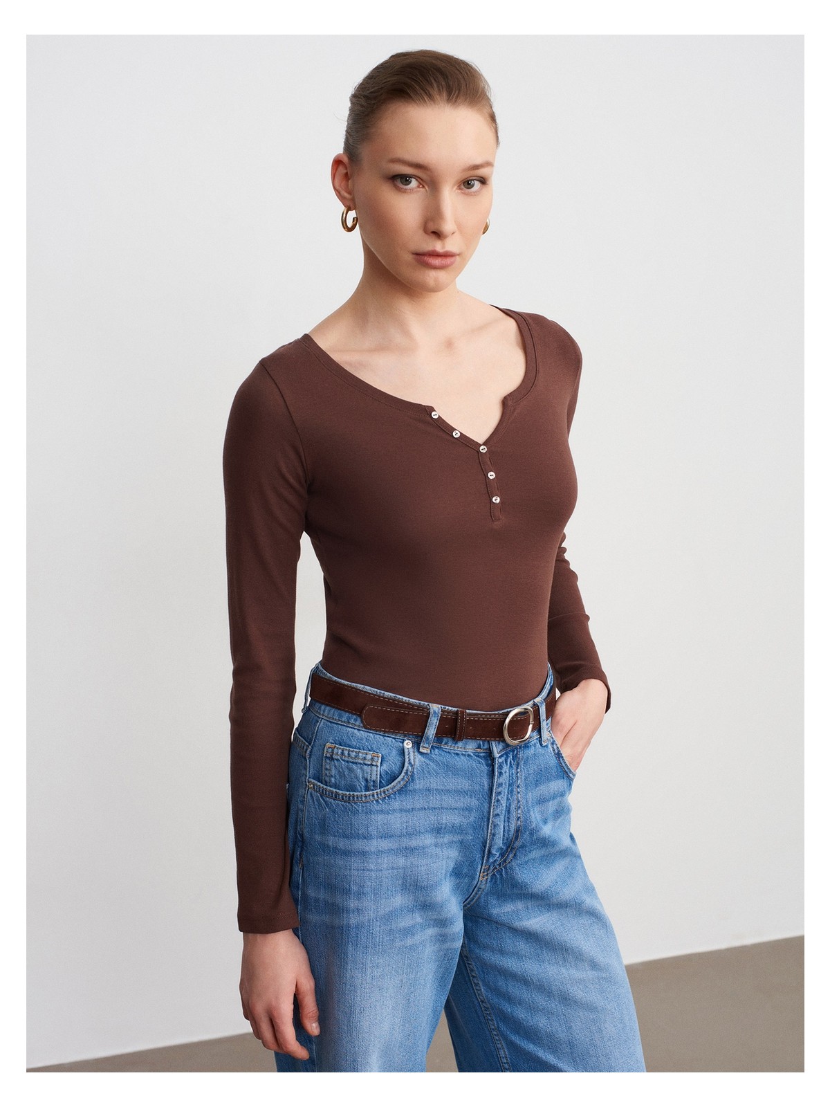 Dilvin 32699 %100 Pamuk Düğme Detaylı Top-Taş - Görsel 7