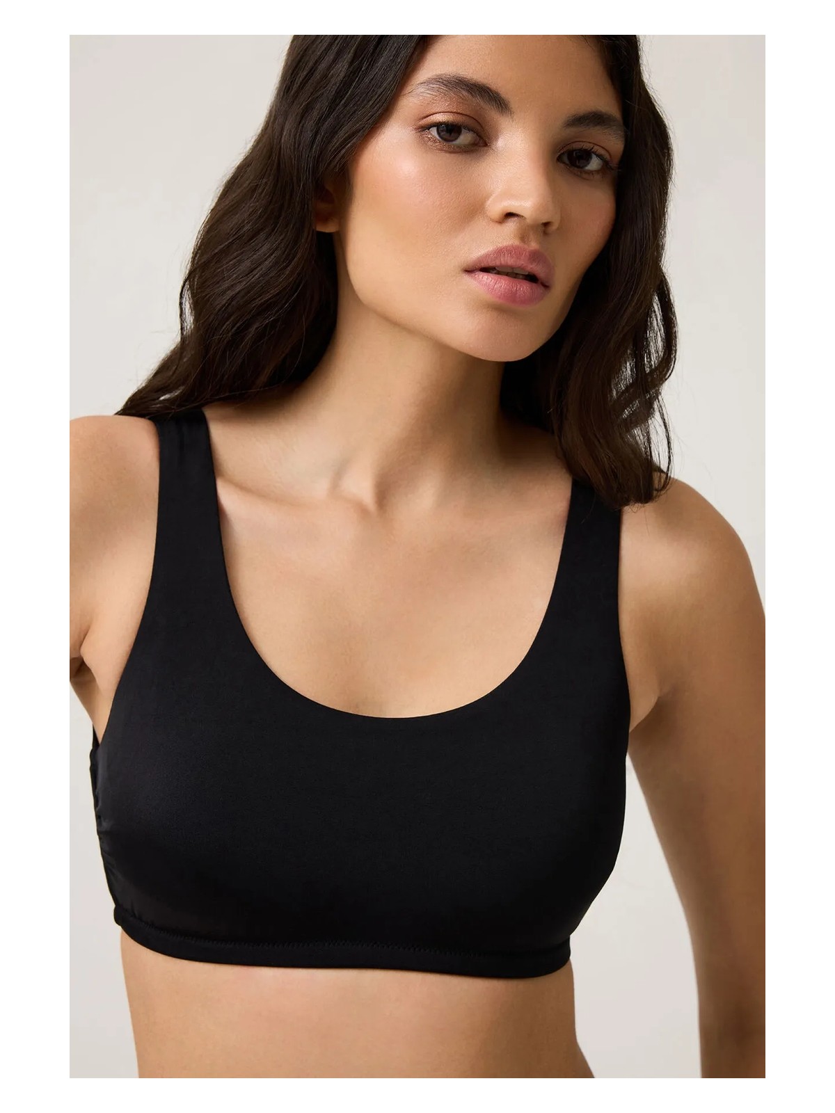 Los Ojos Siyah-Beyaz Çizgili Kare Yaka Spor Bikini Üstü Sporty Top - Görsel 3