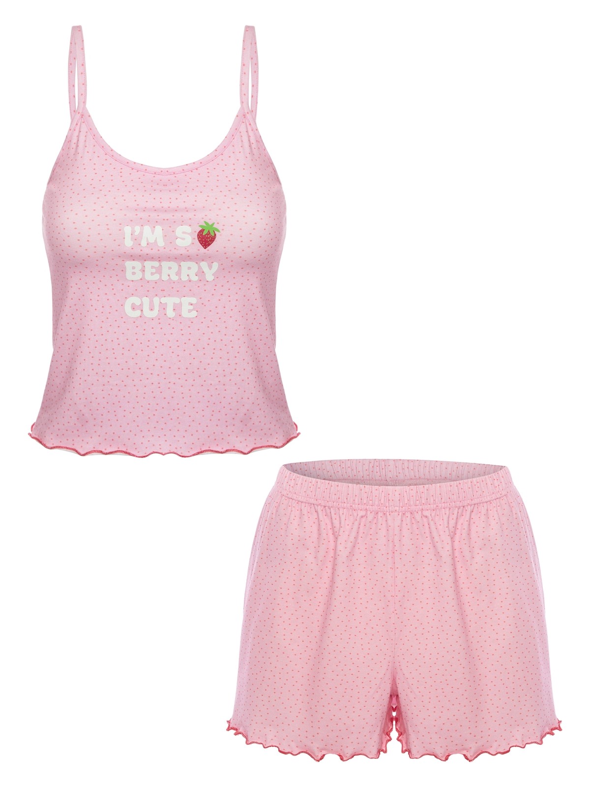 Koza İç Giyim Kadın Ince Askılı Desenli Pamuklu Şortlu Pijama Takımı - Görsel 6