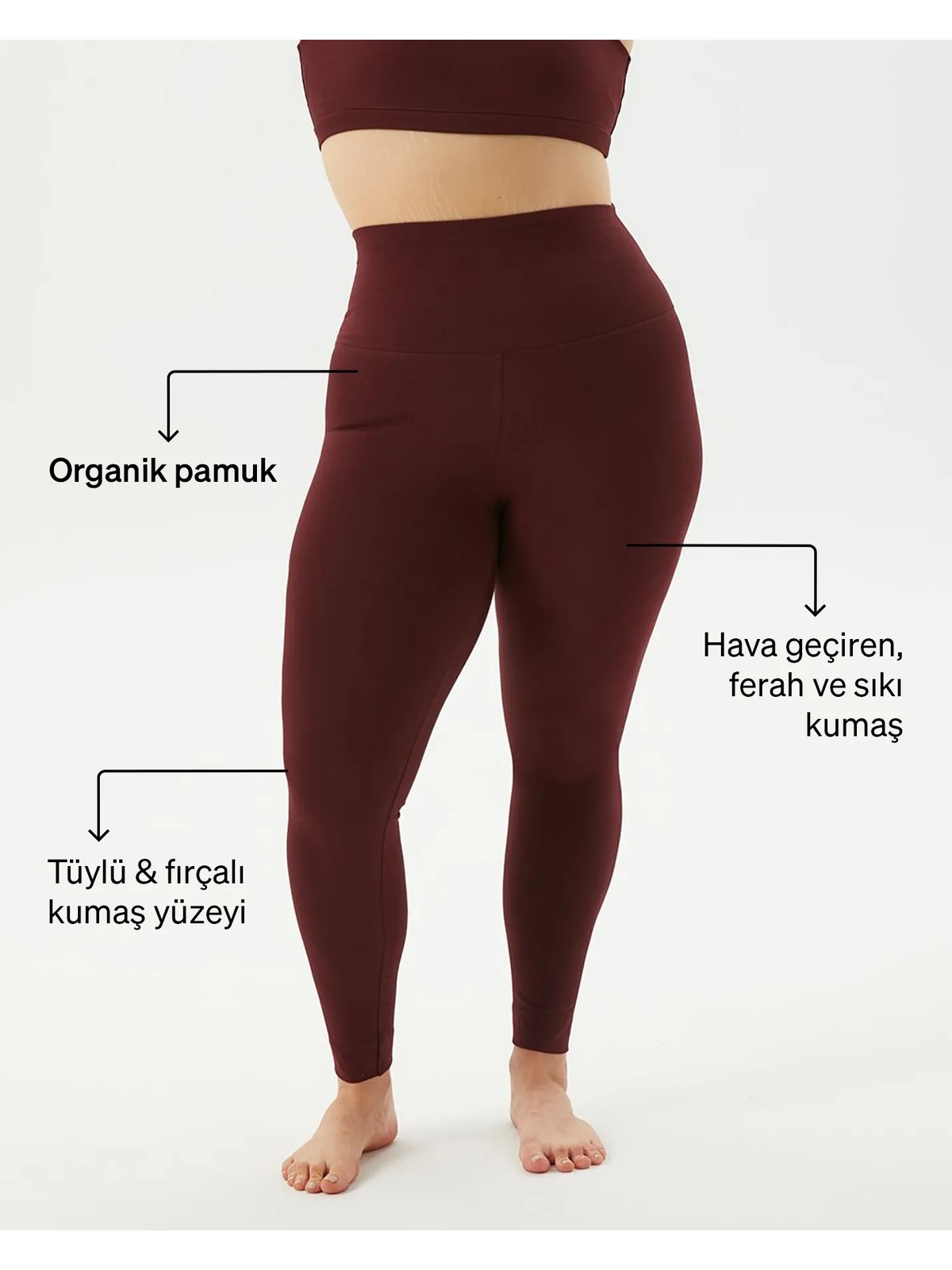 Ayma Active Kadın Siyah Organik Pamuk Basic Tayt - Gots Sertifikalı, Yüksek Bel, Çift Kat Korsaj, Orta Yoğunluklu Yoga Pilates Taytı - Görsel 3