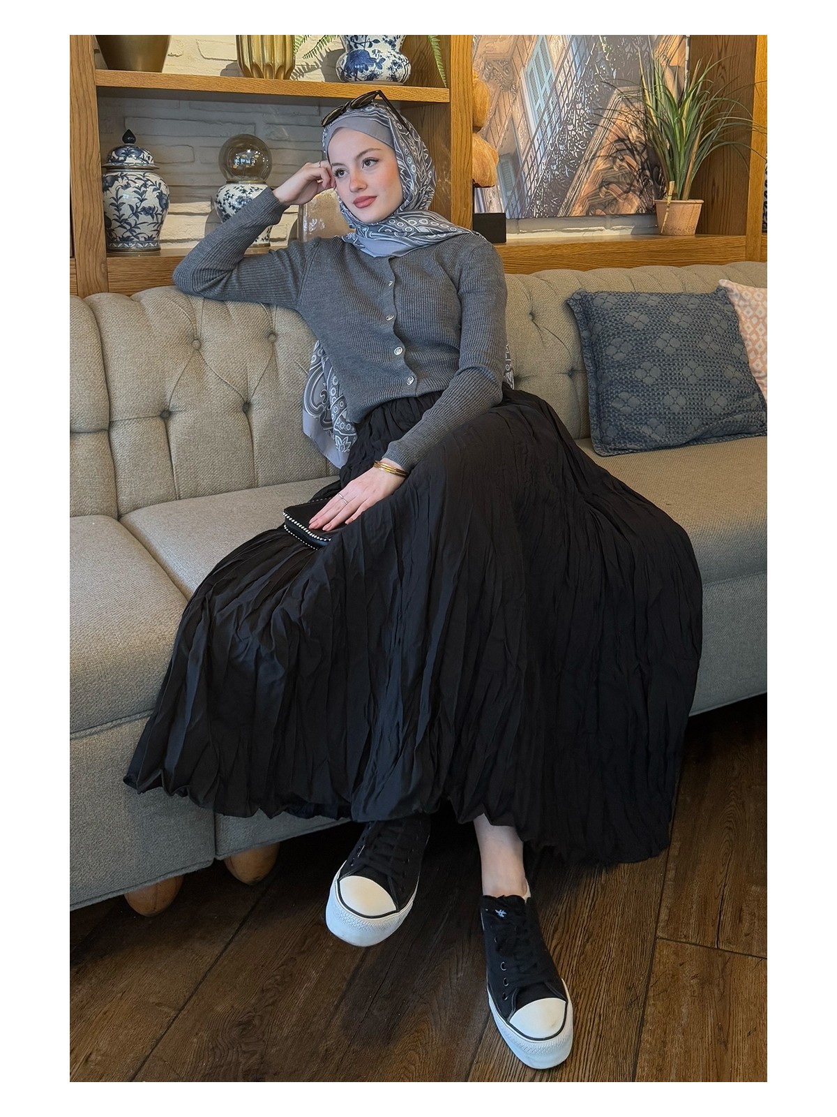 inStyle Kraş Etek Acı Kahve - Görsel 5