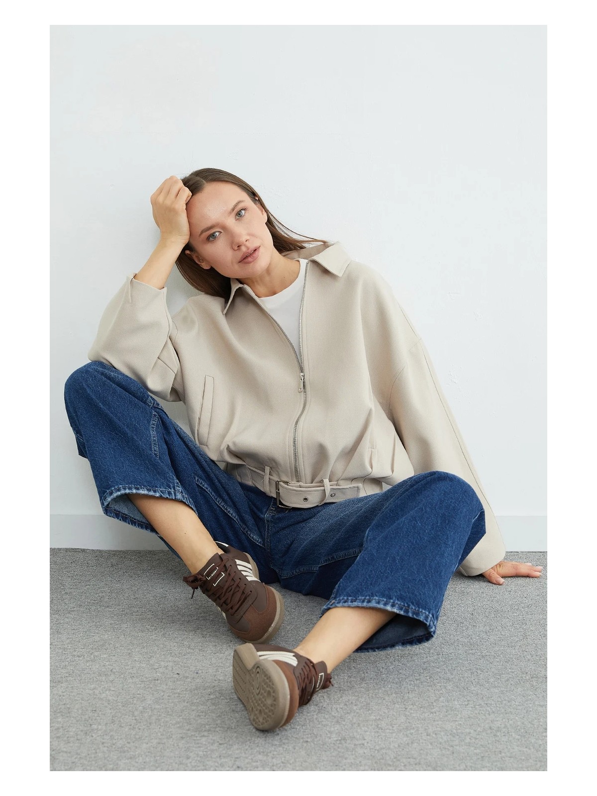 FullaModa Kemerli Pileli Oversize Trençkot - Görsel 3