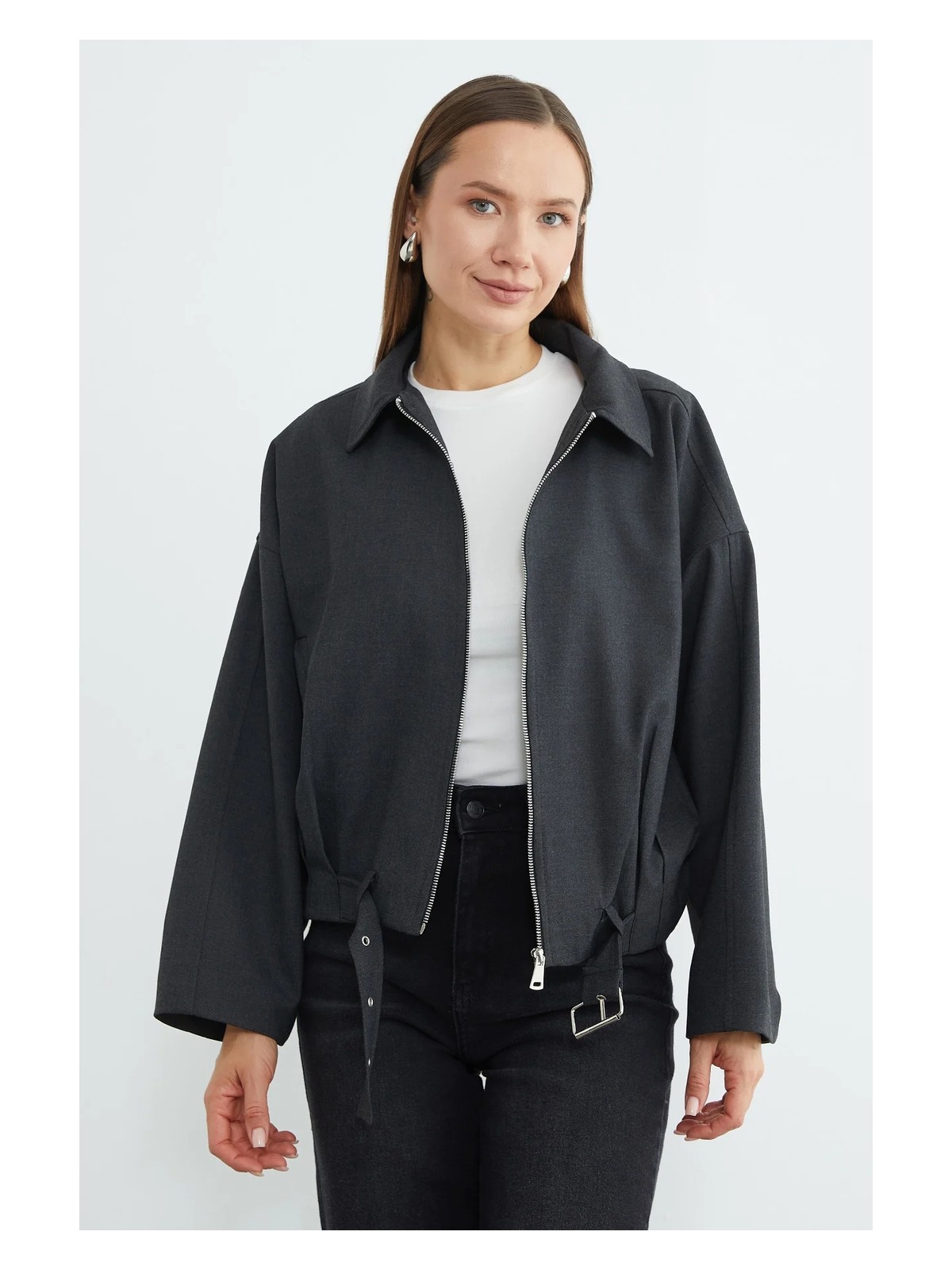 FullaModa Kemerli Pileli Oversize Trençkot