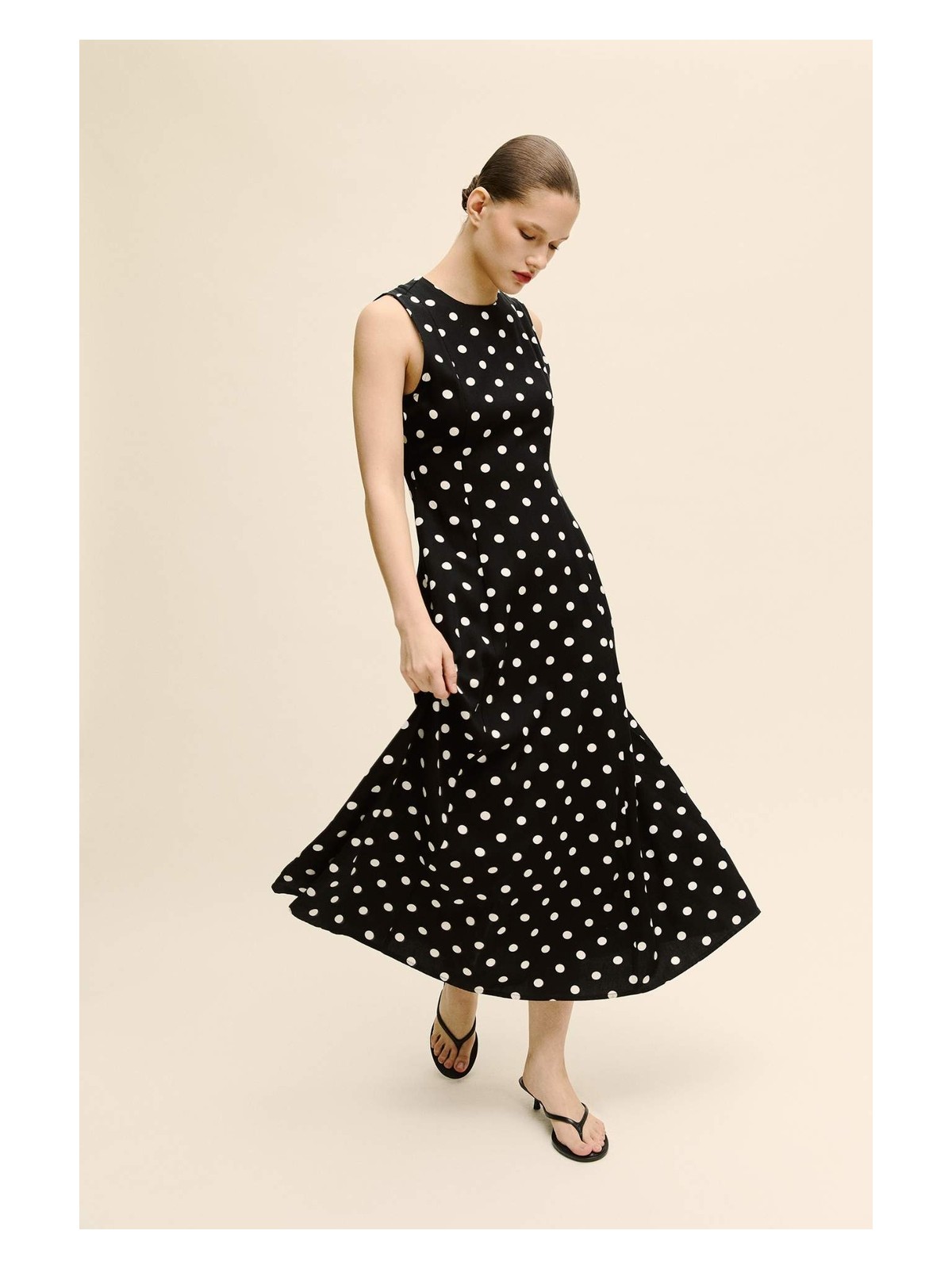 DeFacto Bisiklet Yaka Puantiye Poplin Kısa Kollu Midi ELBISE F8241AX26SP