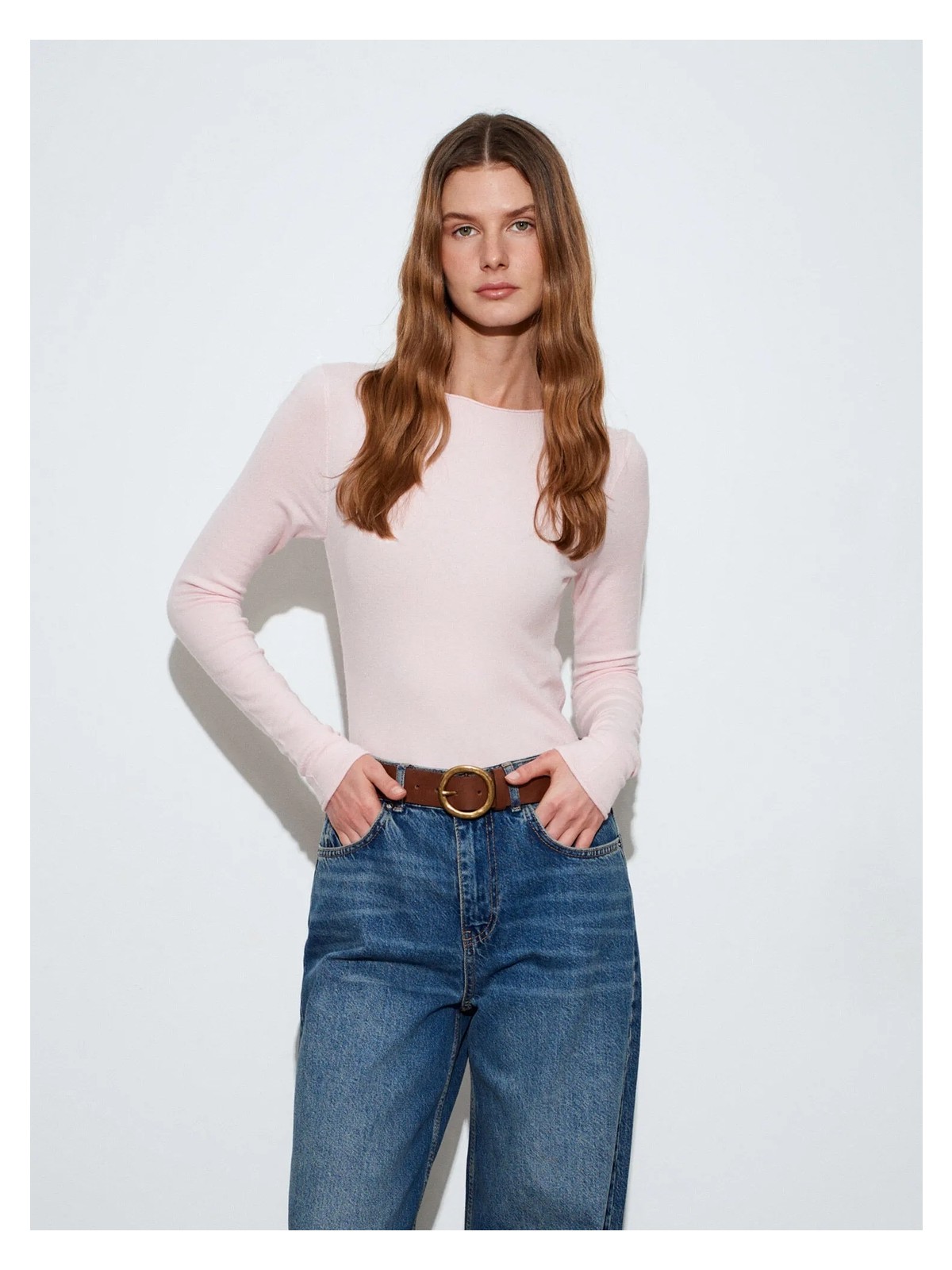 Dilvin 10840 Kayık Yaka Kaşmir Karışımlı Kazak-Ekru - Görsel 9