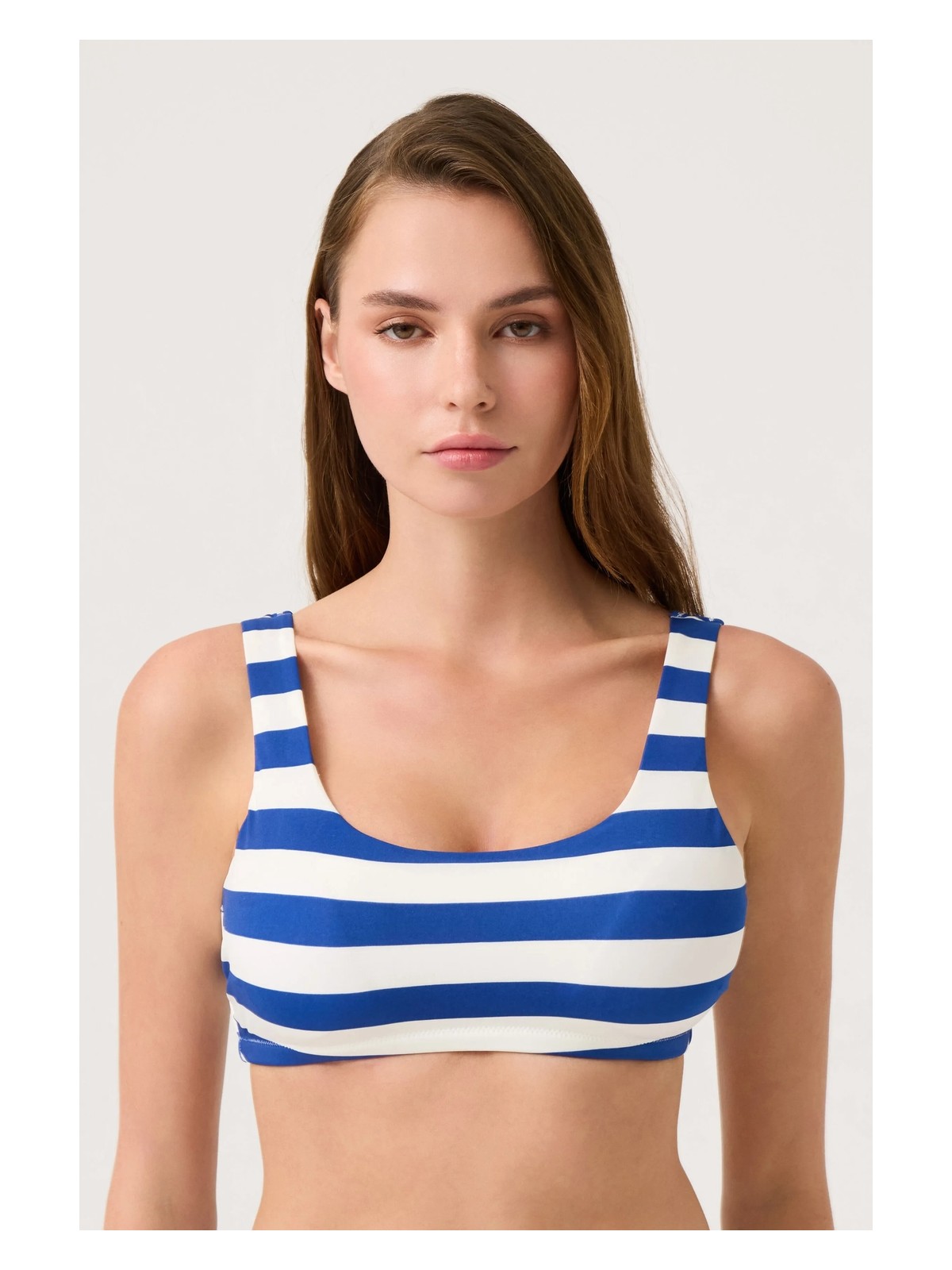 Los Ojos Siyah-Beyaz Çizgili Kare Yaka Spor Bikini Üstü Sporty Top - Görsel 7