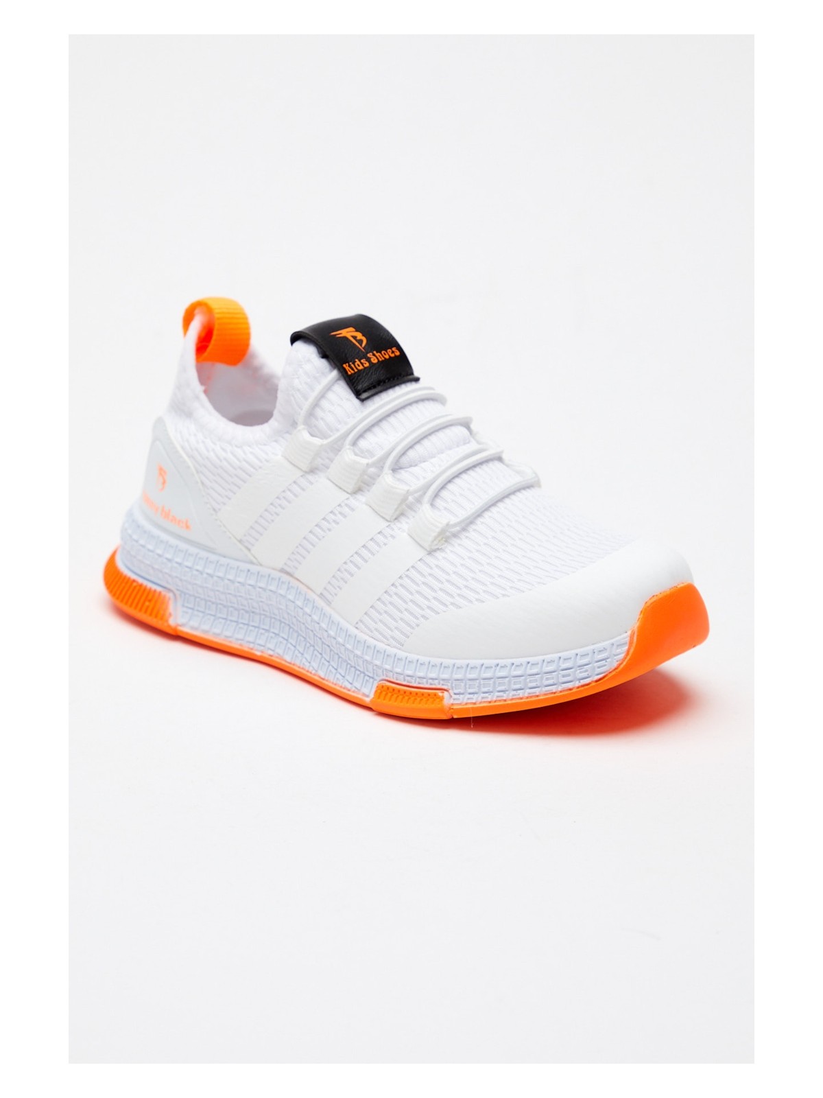 Tonny Black Çocuk Spor Ayakkabı Beyaz - Turuncu Renk Düz Taban Ortopedik Malzeme