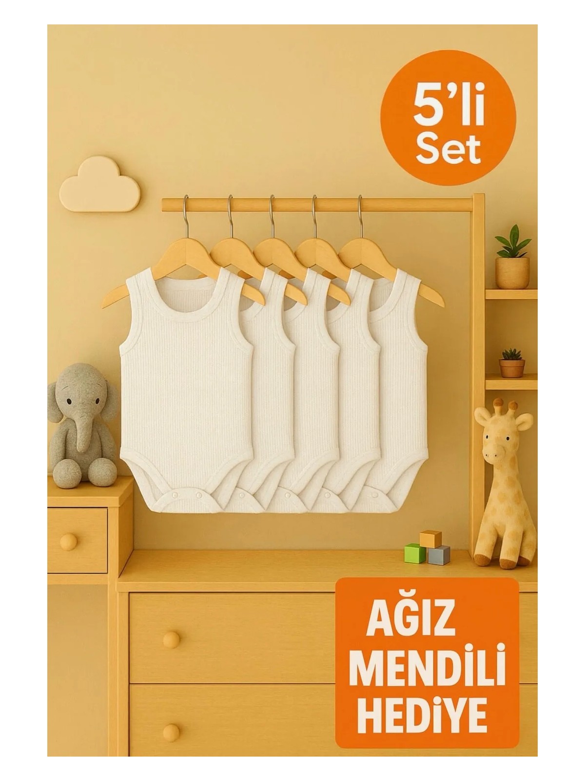 GezegenX 5'li %100 Pamuk Bisiklet Yaka Çıtçıtlı Body Zıbın Atlet Yenidoğan Hastane Çıkışı Kız Erkek Bebek