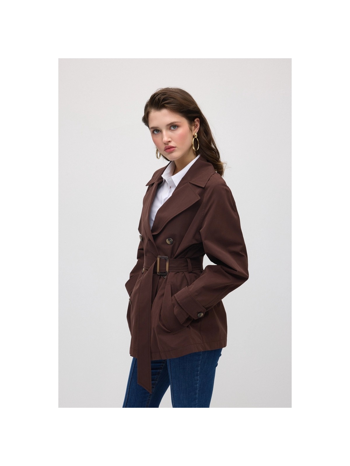 Gusto Klasik Koton Trençkot - Kahverengi