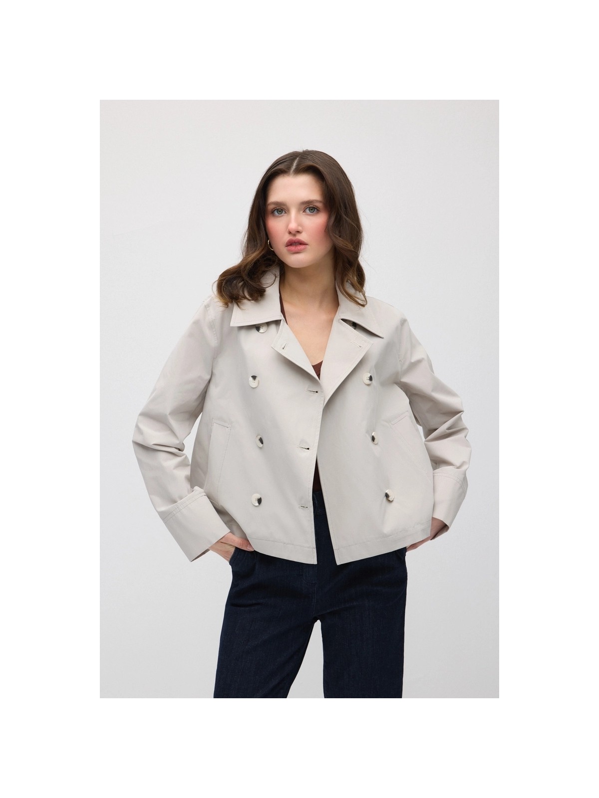 Gusto Kruvaze Kesim Koton Trençkot - Taş