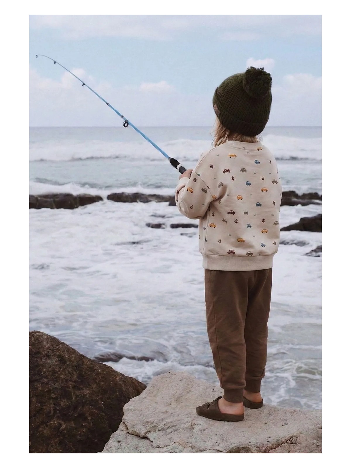 Cigit Araba Baskılı Sweatshirt Takım 1-5 Yaş Bej