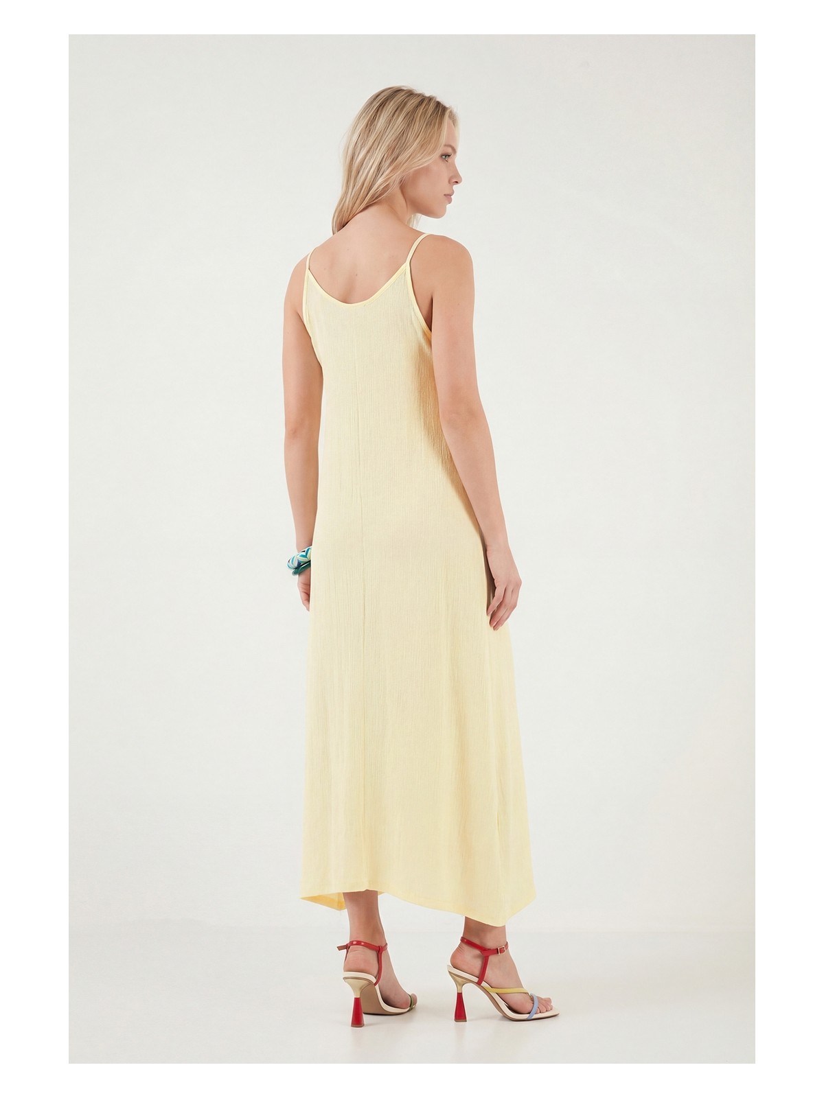 Lela Regular Fit Ip Askılı Uzun Elbise Bayan Elbise 5865732 - Görsel 5