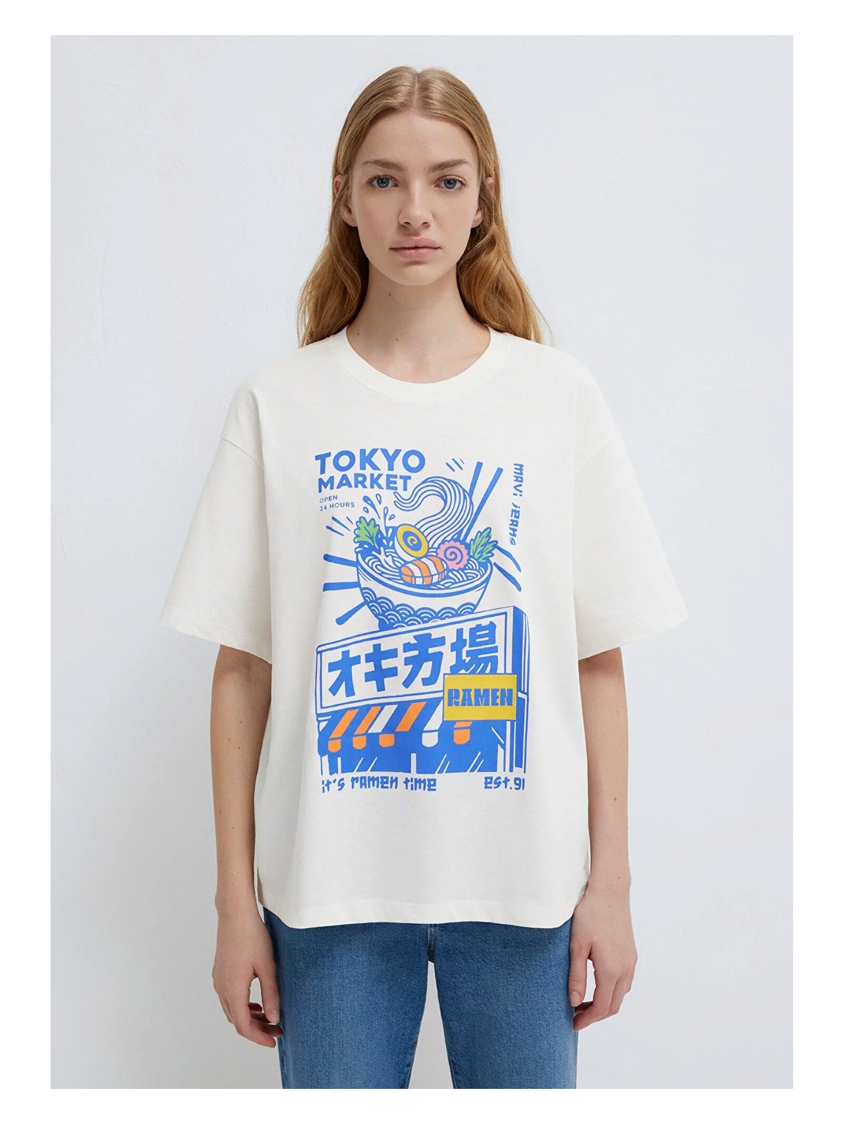 Mavi Tokyo Baskılı Ekru Tişört 1614004-70057 - Görsel 3