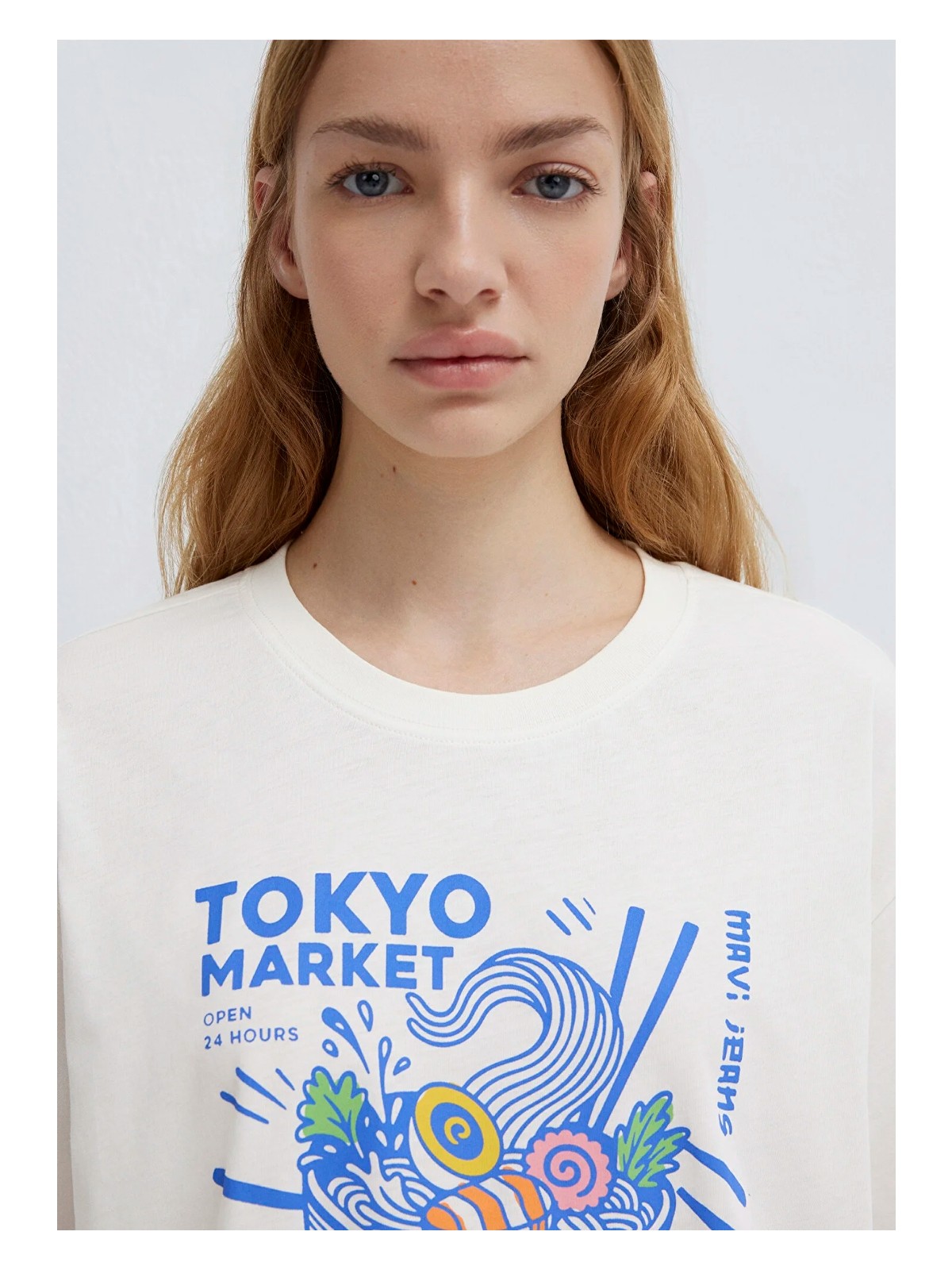 Mavi Tokyo Baskılı Ekru Tişört 1614004-70057 - Görsel 6