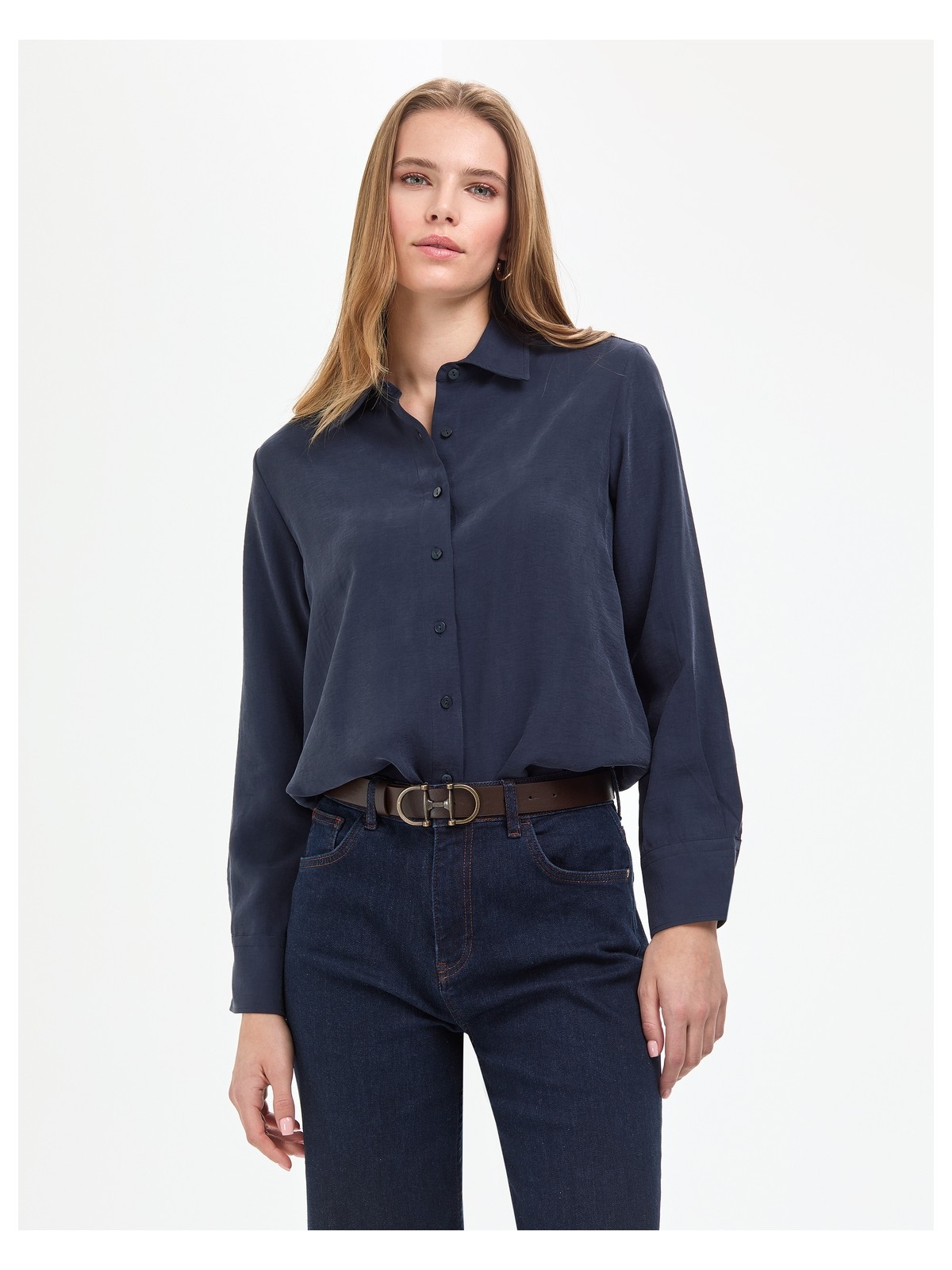 Pierre Cardin Kadın Haki Modal Karışımlı Comfort Fit Uzun Kollu Gömlek 50318219-VR027 - Görsel 7