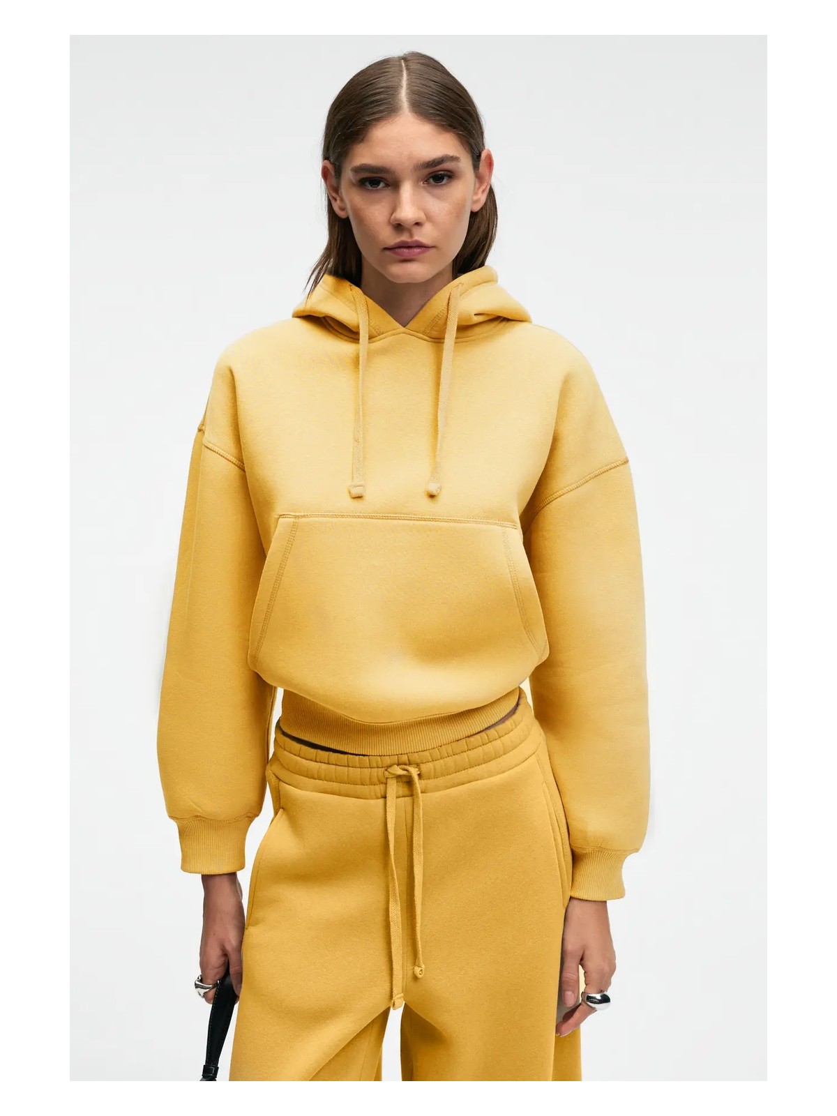 Grimelange SELENE Kadın Kapüşonlu Kangru Cepli Regular Fit Pembe Sweatshirt - Görsel 5