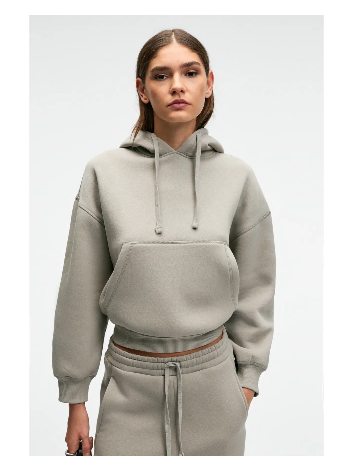 Grimelange SELENE Kadın Kapüşonlu Kangru Cepli Regular Fit Pembe Sweatshirt - Görsel 6