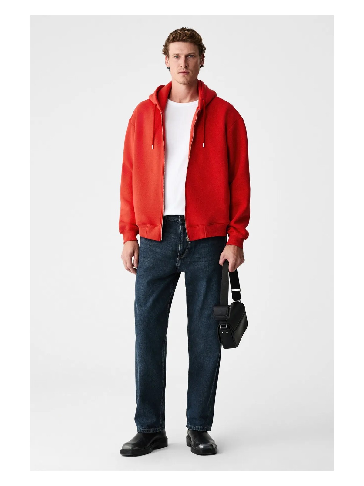 Grimelange ASHBY Erkek Kapüşonlu Fermuarlı Cepli Kordonlu Regular Fit Siyah Sweatshirt - Görsel 6