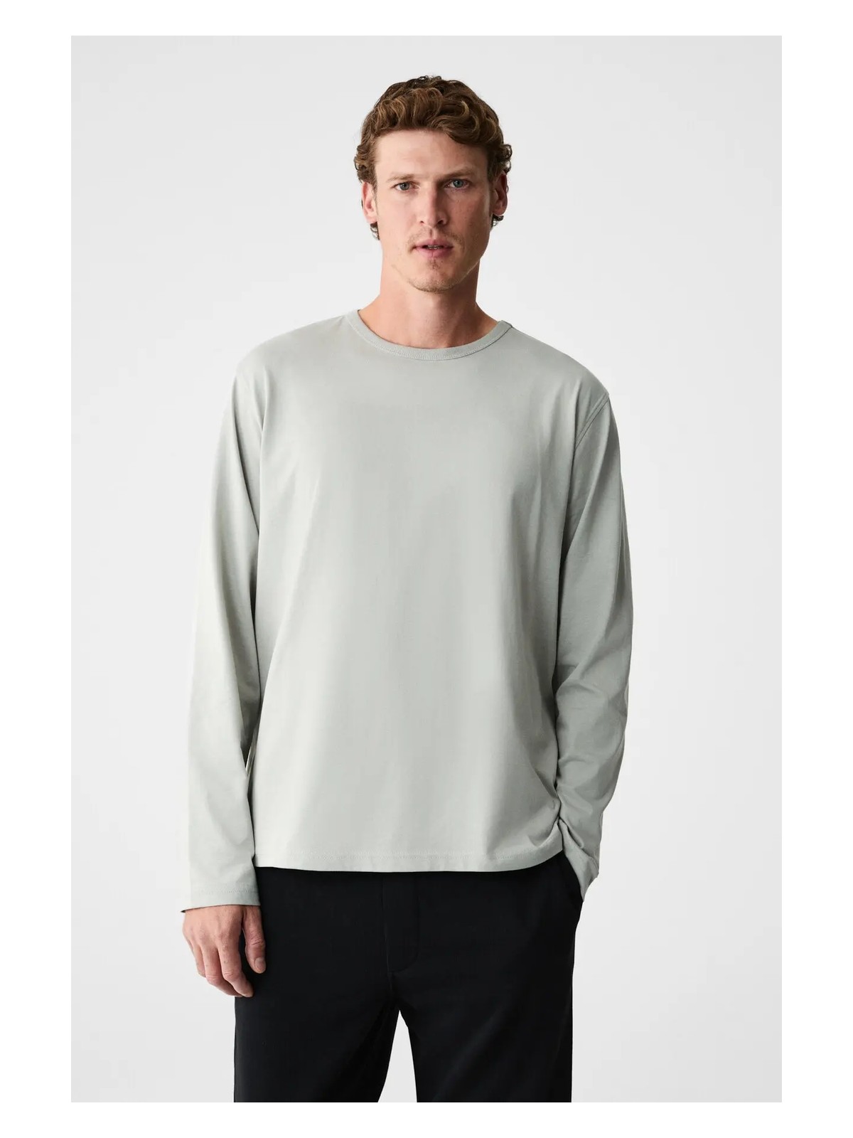 Grimelange Gravs Erkek %100 Pamuklu Yumuşak Kumaşlı Yuvarlak Yakalı Uzun Kollu Siyah T-Shirt - Görsel 6