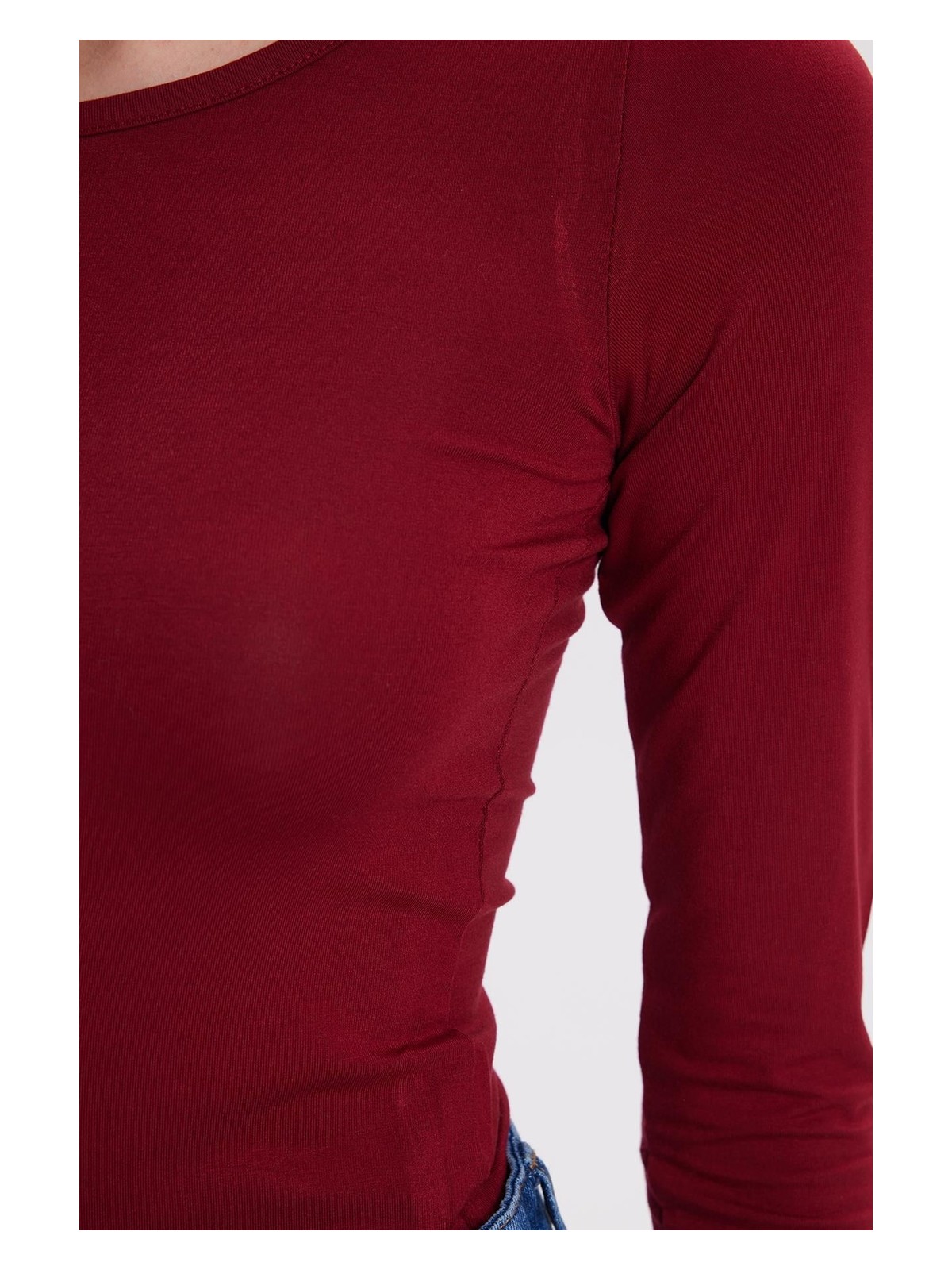 Tudors Kadın Slim Fit Dar Kesim Uzun Kollu Viskon Bordo Bluz - Görsel 8