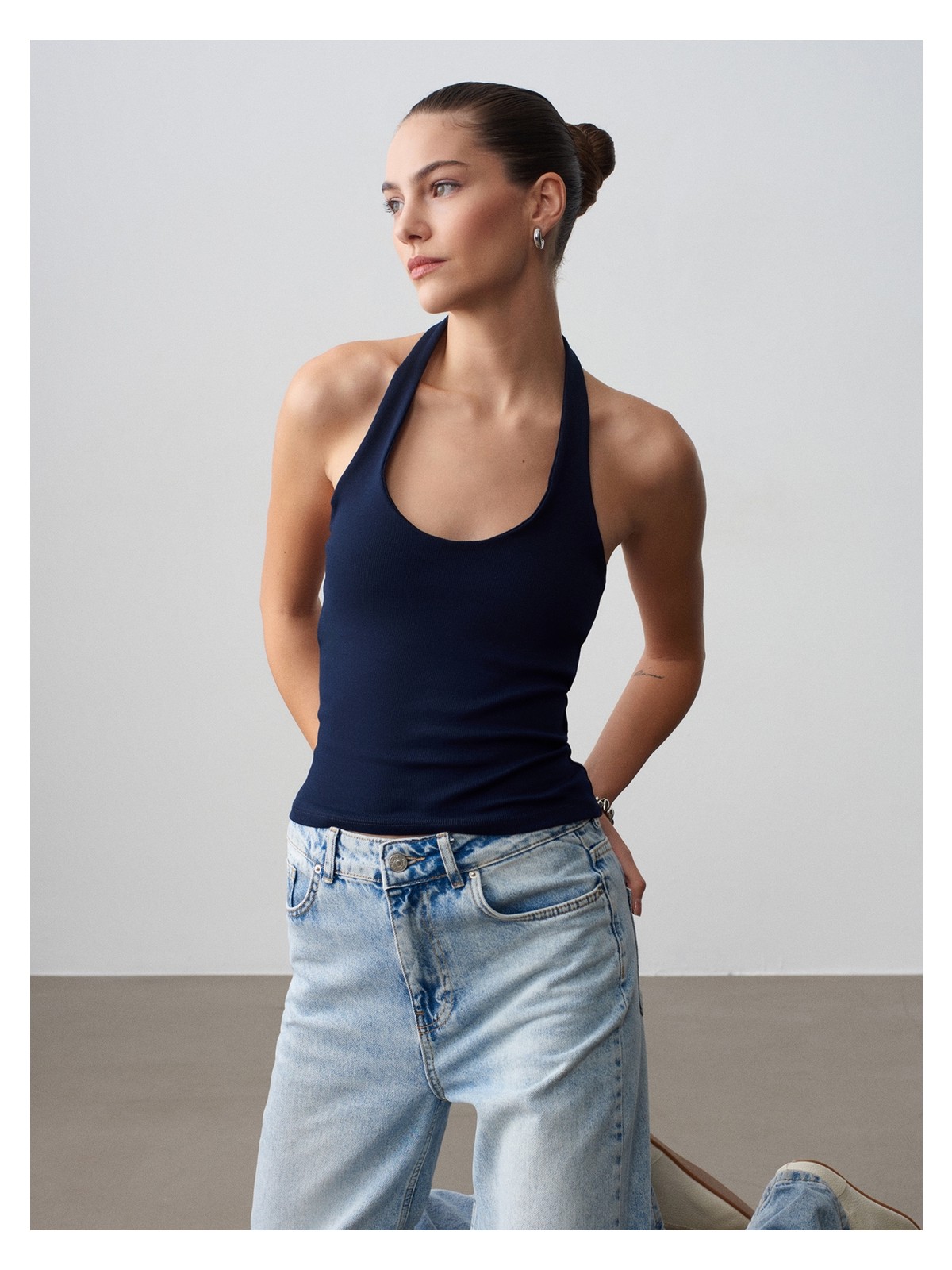 Dilvin 21052 Halter Yaka Top-K.lacivert