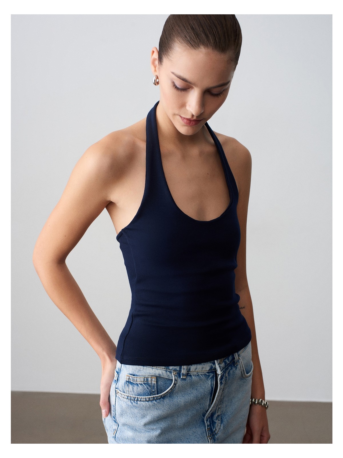 Dilvin 21052 Halter Yaka Top-K.lacivert - Görsel 3