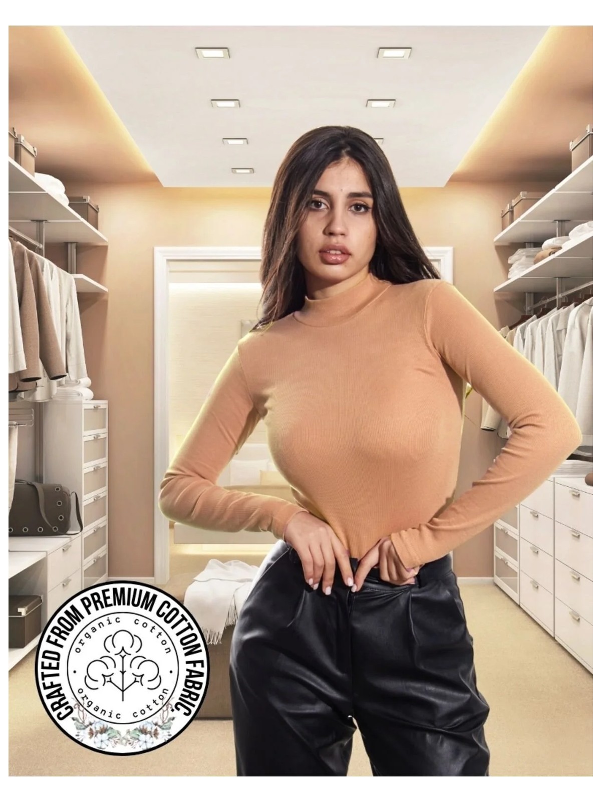 Alya Underwear Yarım Boğazlı Kaşkorse Body Sweatshirt, Pudra, Xl - Görsel 2