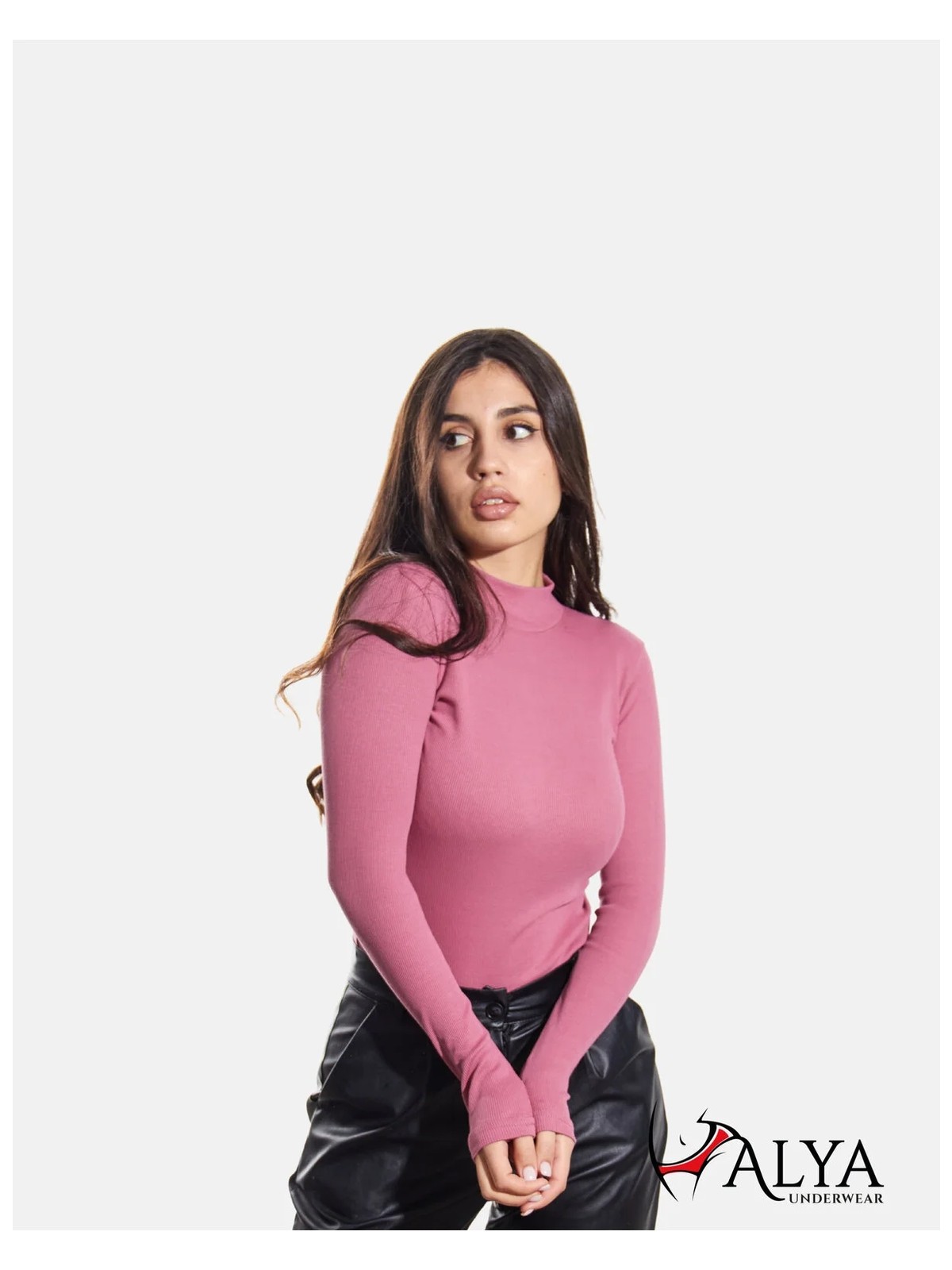 Alya Underwear Kaşkorse Yarım Boğazlı Body Sweatshirt, Gül Kurusu