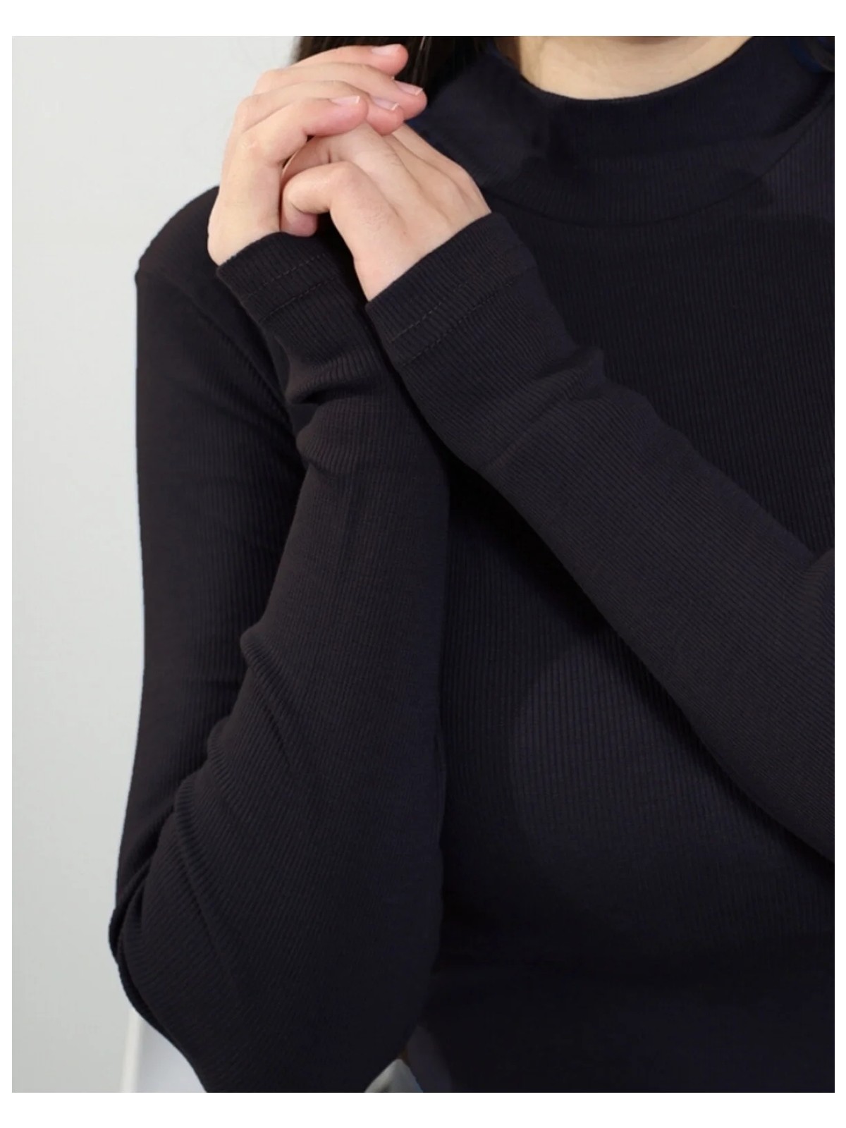 Alya Underwear Kaşkorse Yarım Boğazlı Body Sweatshirt, Siyah - Görsel 4