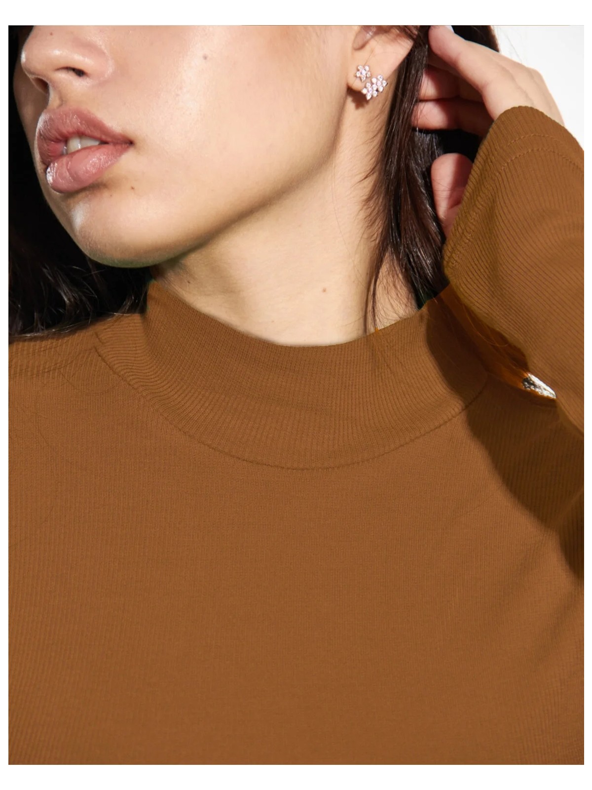 Alya Underwear Kaşkorse Yarım Boğazlı Body Sweatshirt, Kahverengi - Görsel 4